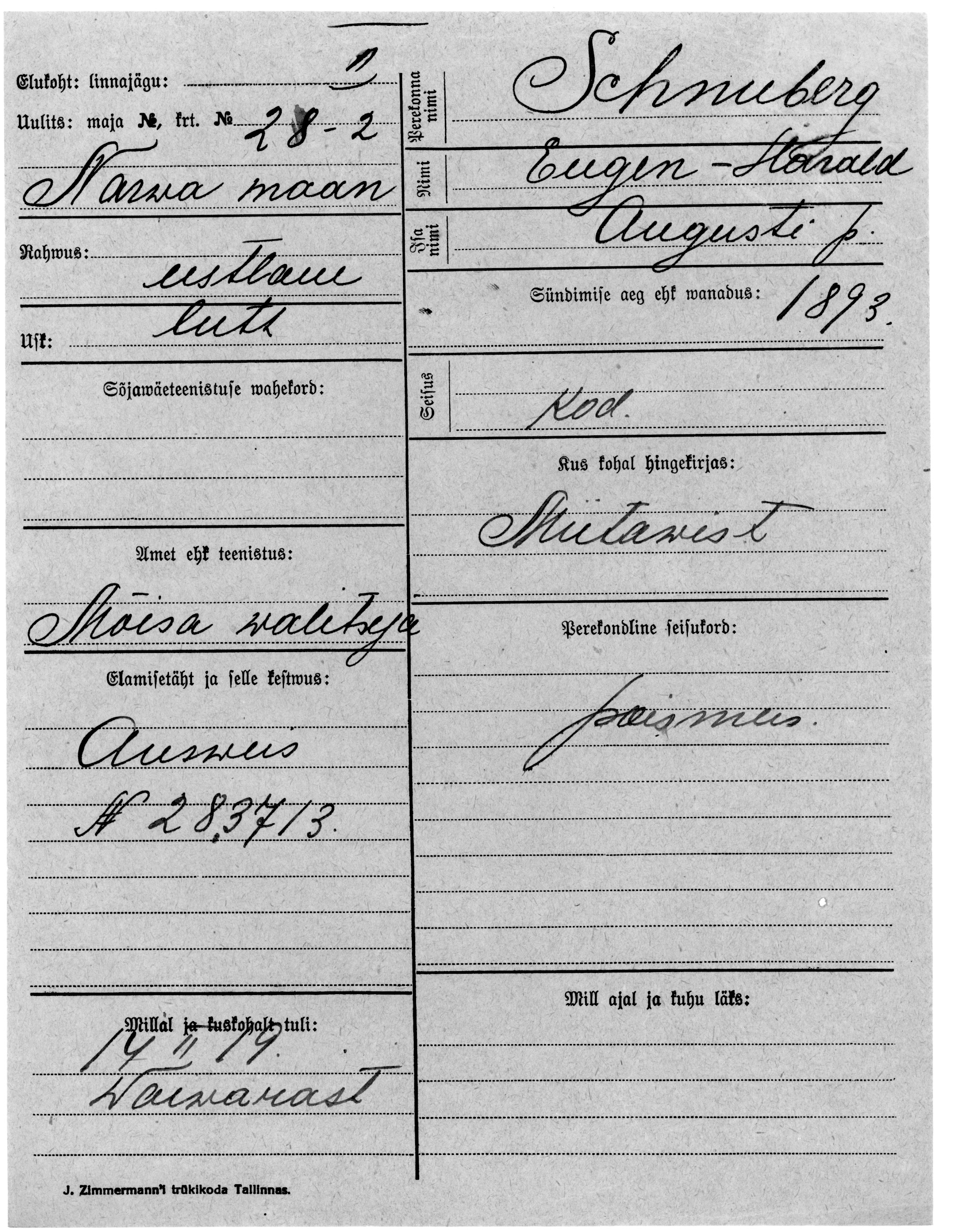 Schnuberg, Eugen-Harald, August