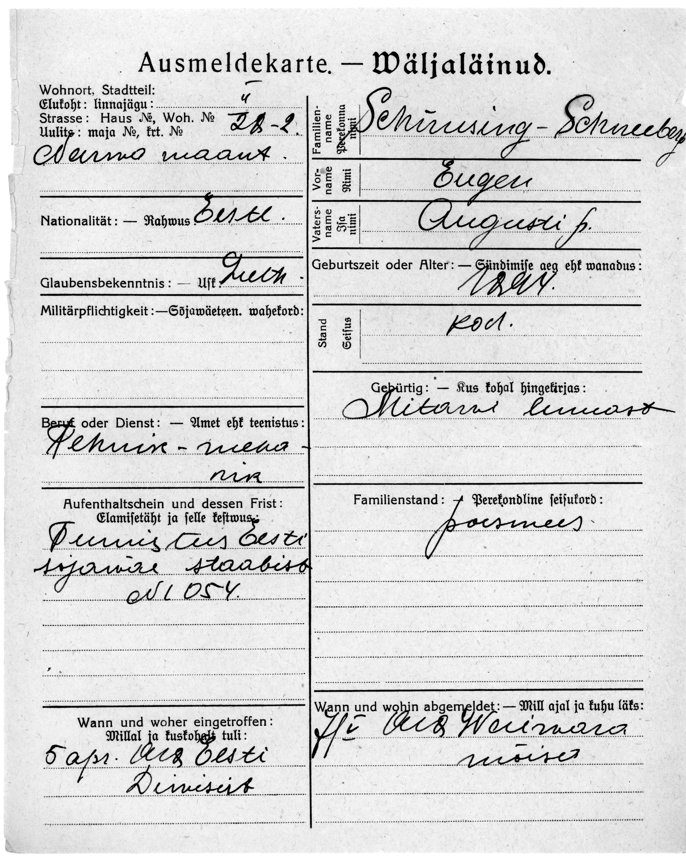 Schnusing-Schnuberg, Eugen, August