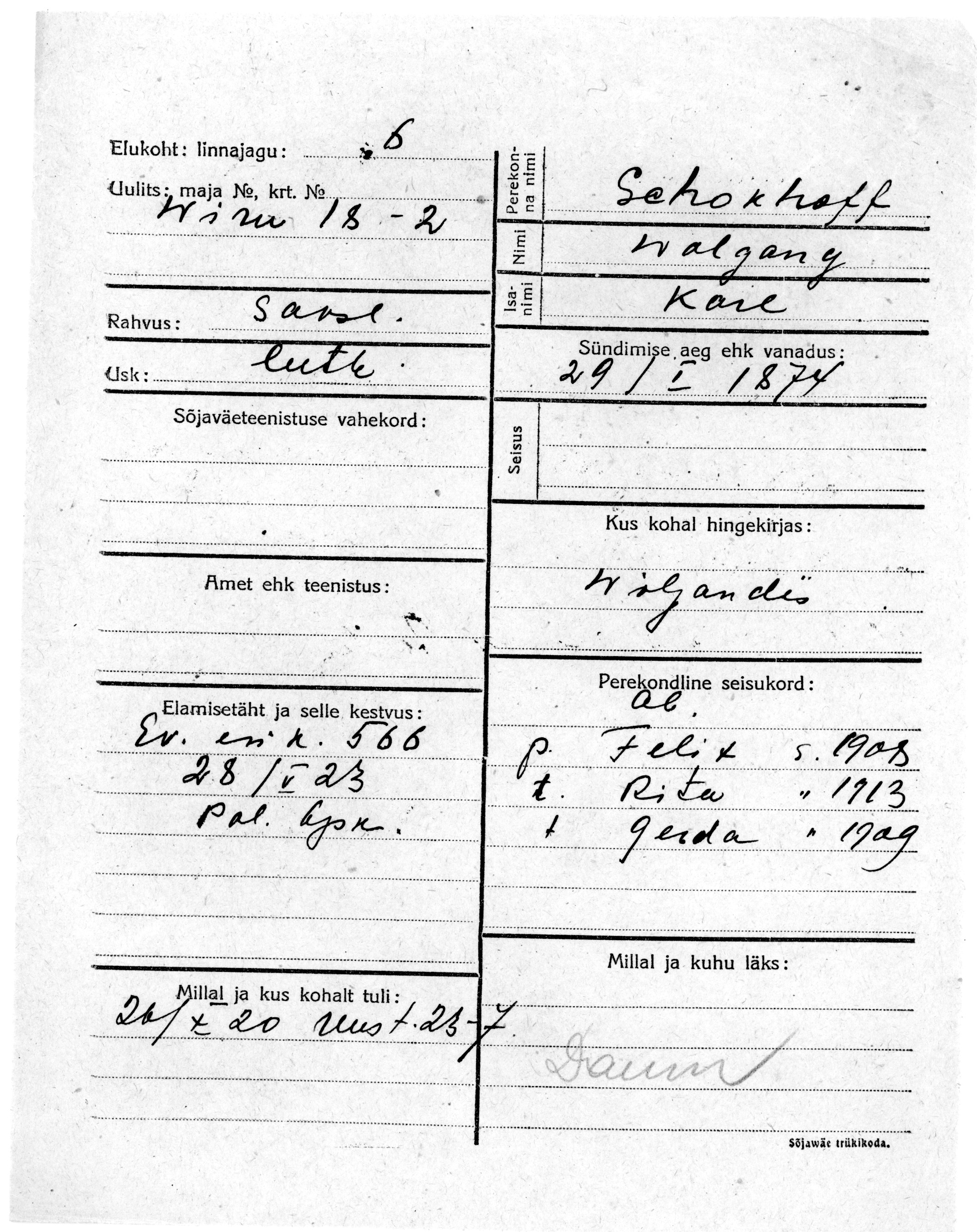 Schokhoff, Wolgang, Karl