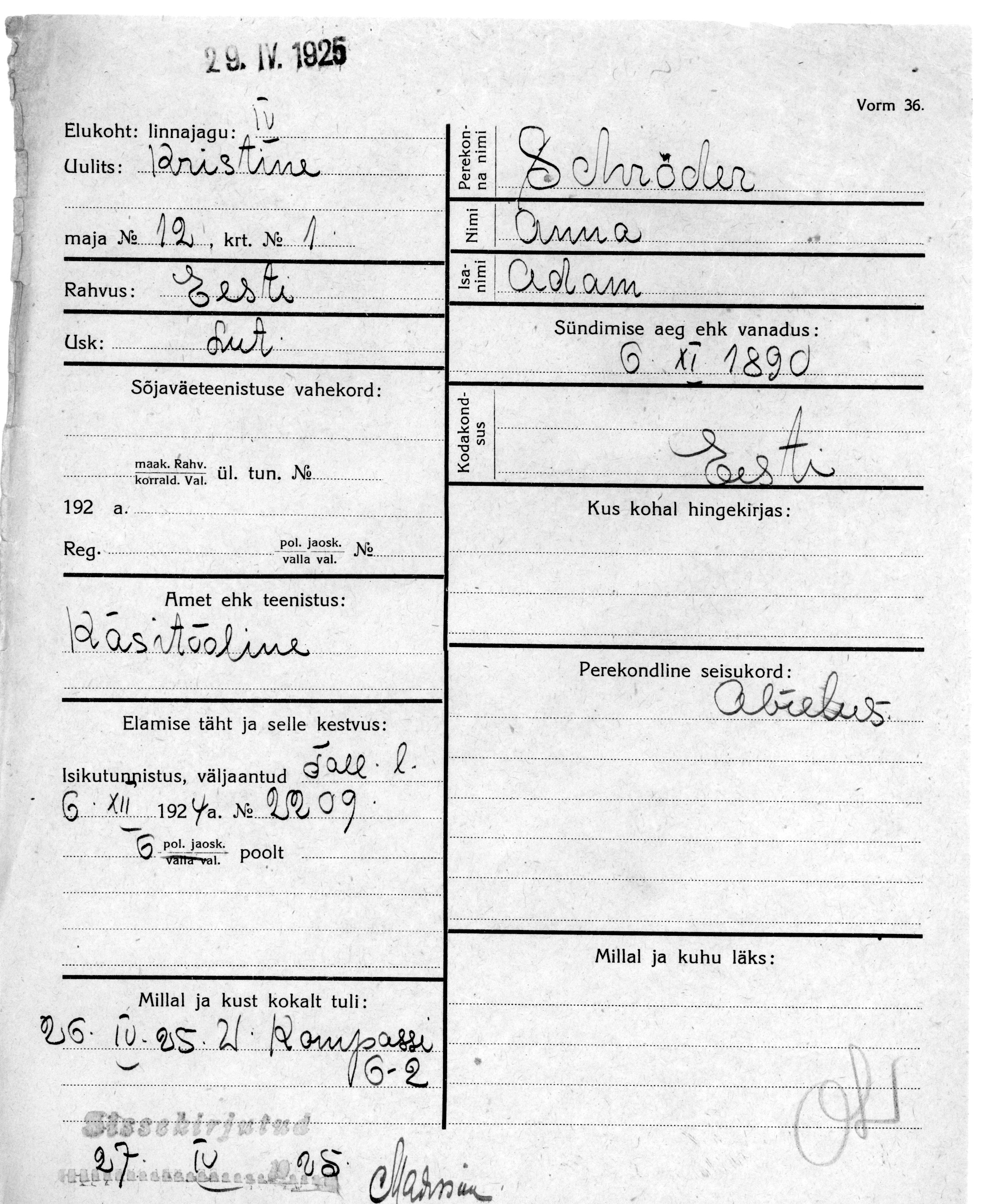 Schröder, Anna, Adam