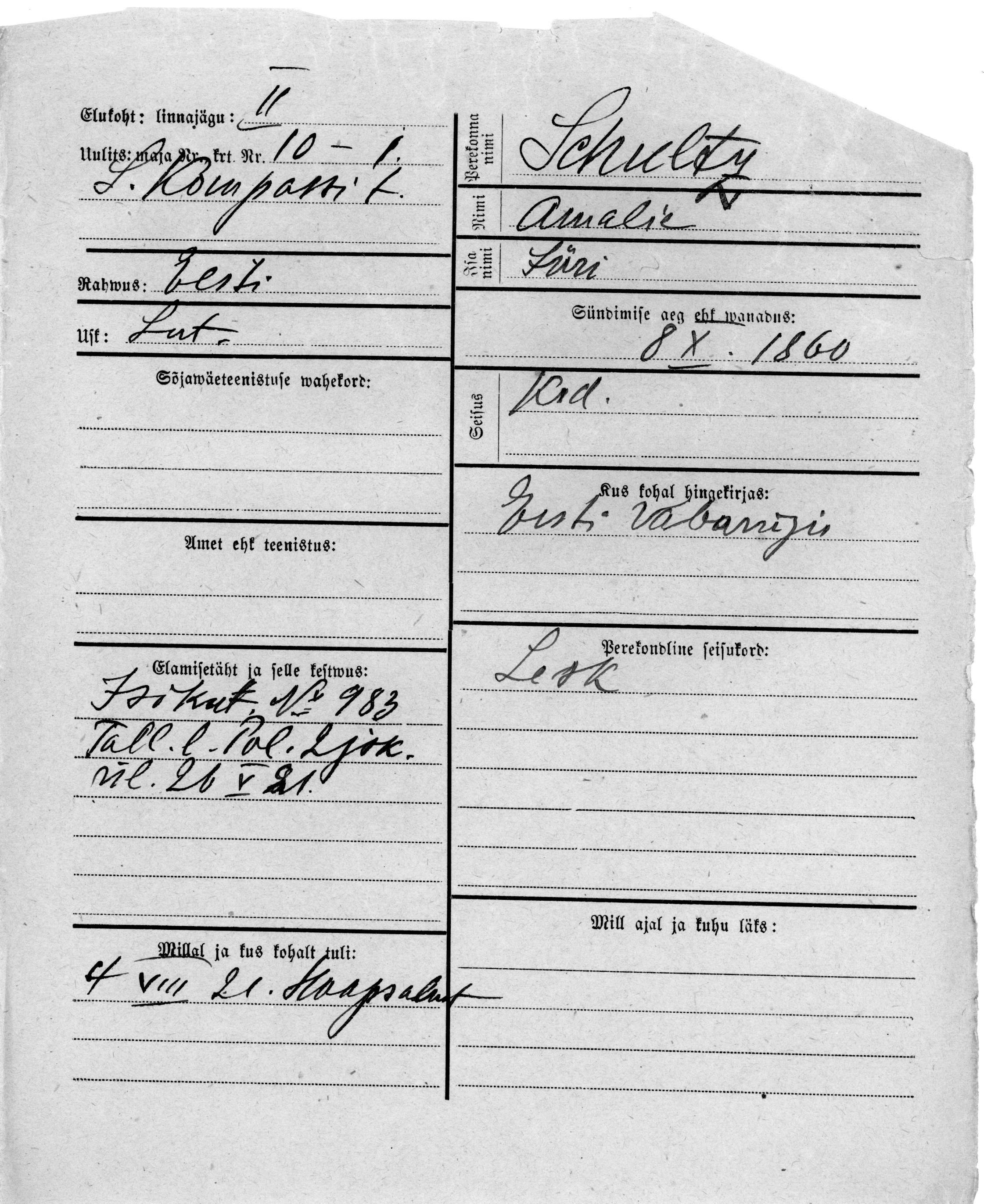 Schultz, Amalie, Jüri