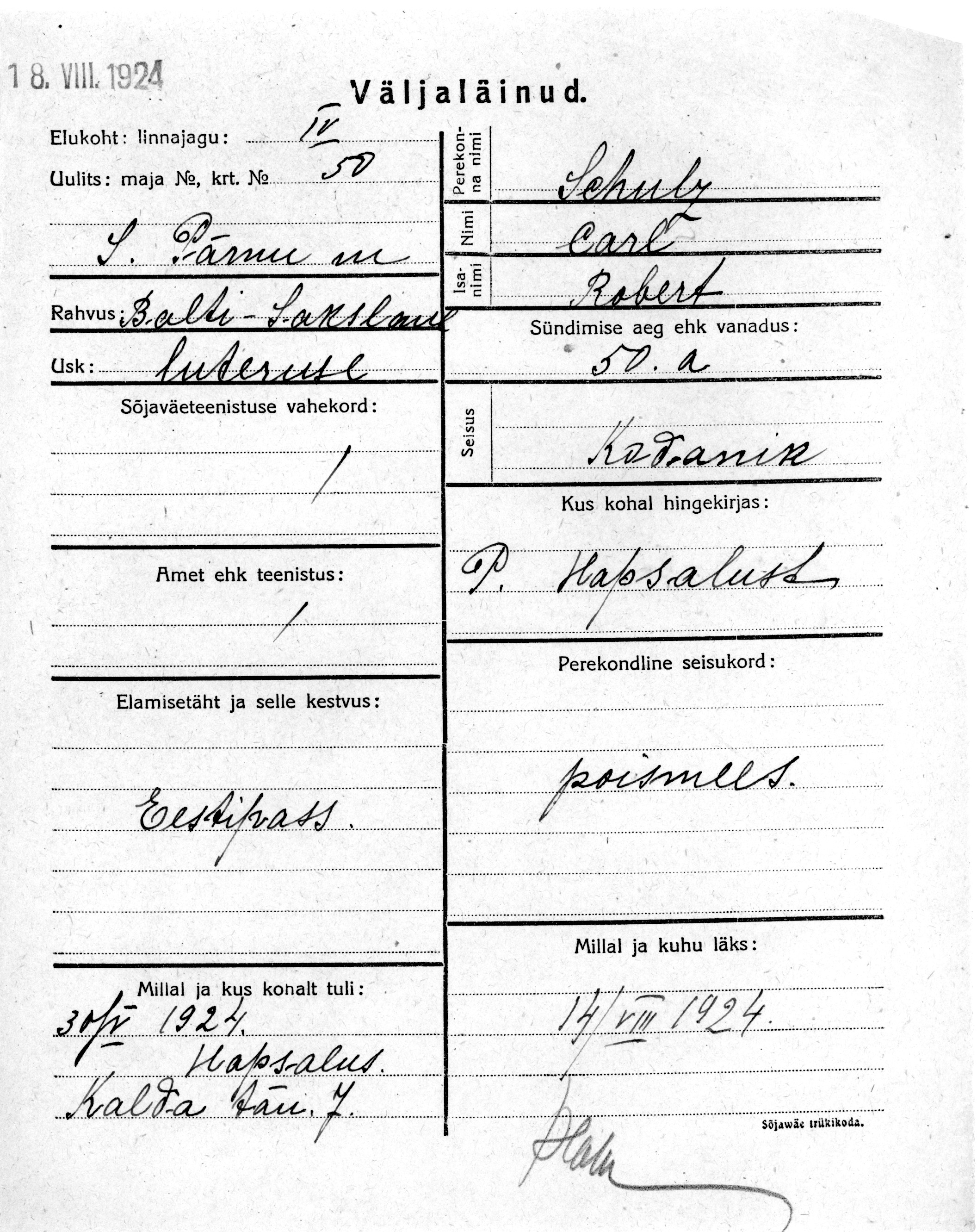 Schultz, Carl, Robert