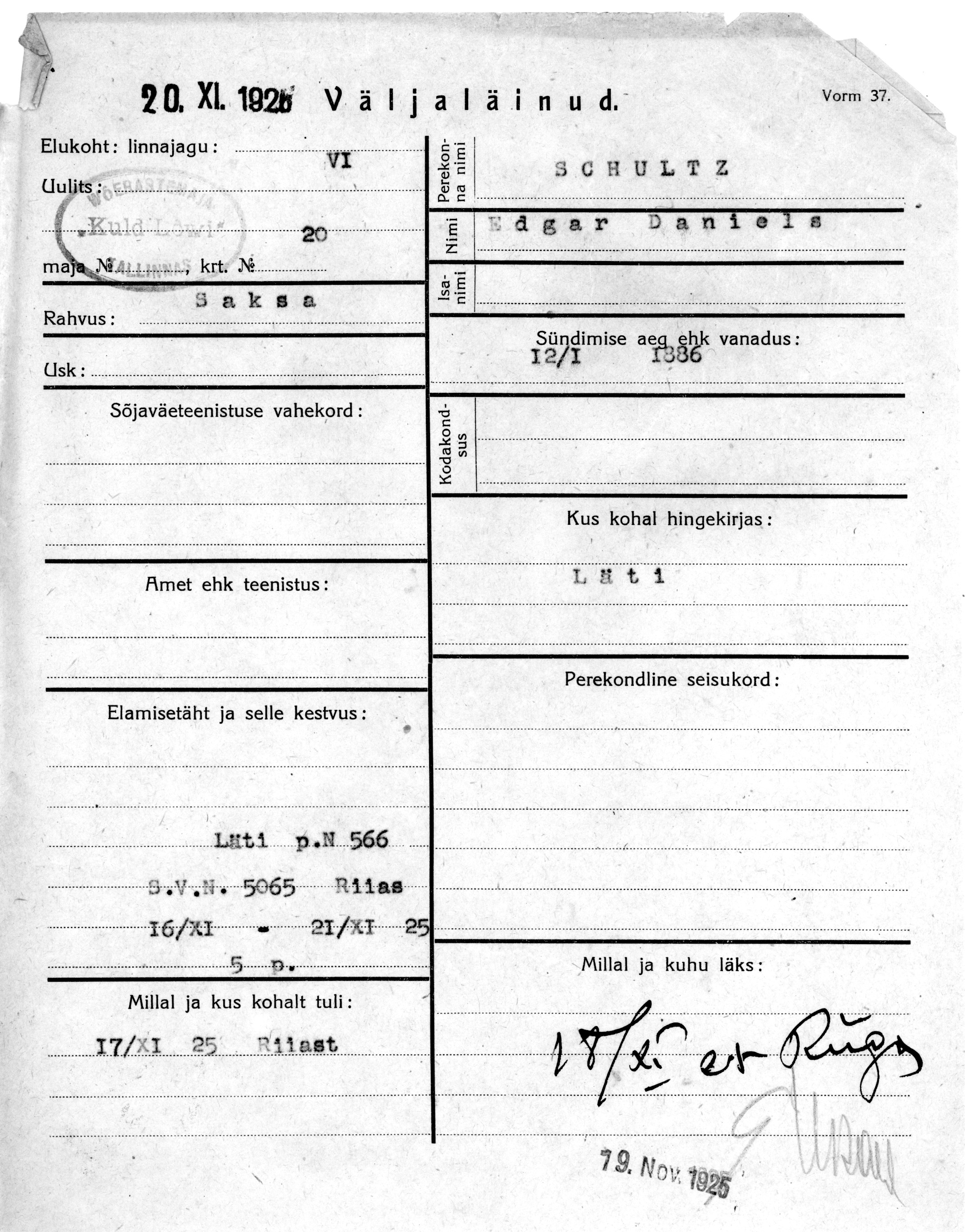 Schultz, Edgar daniels