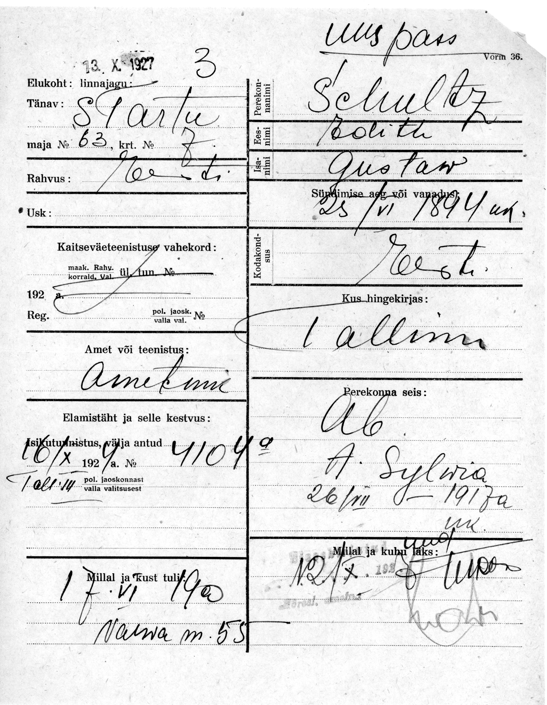 Schultz, Edith, Gustav