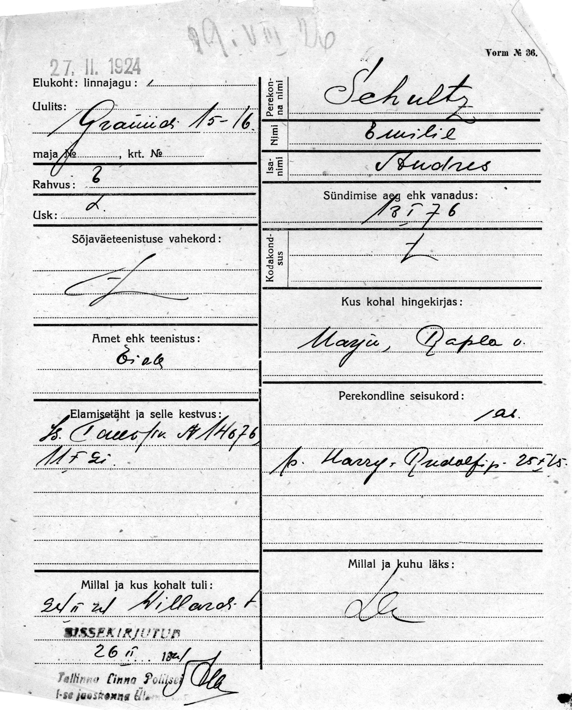 Schultz, Emilie, Andres