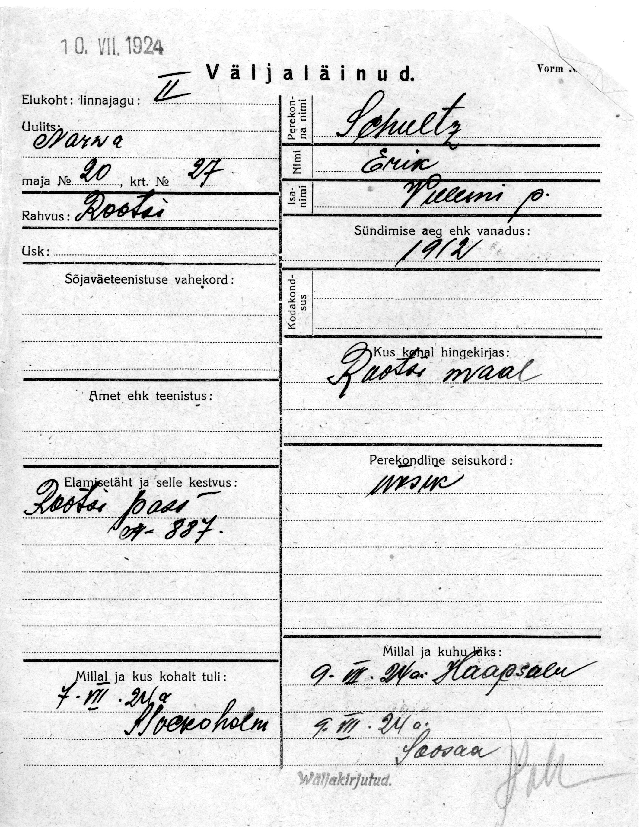 Schultz, Erik, Willem