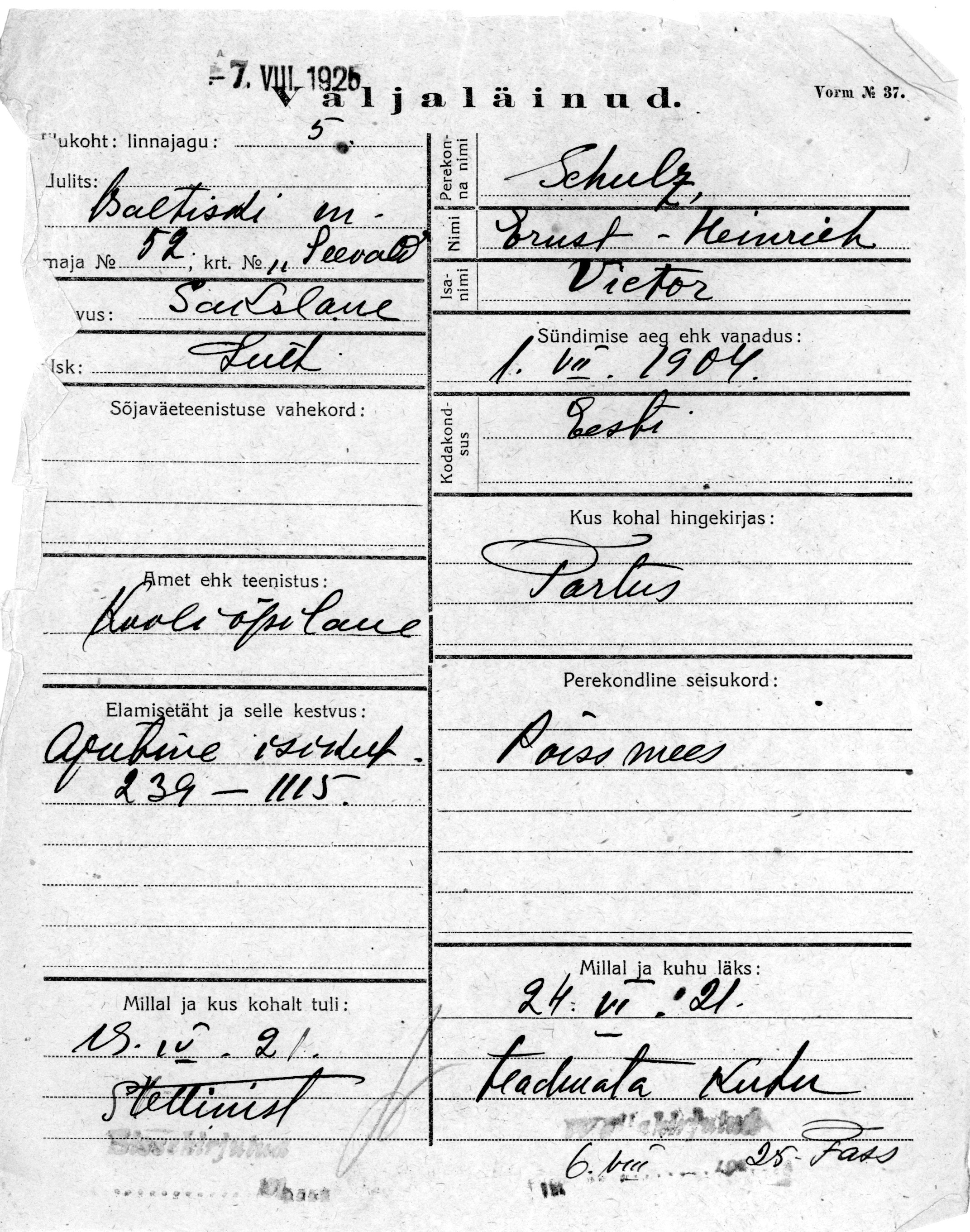 Schultz, Ernst-Heinrich, Victor