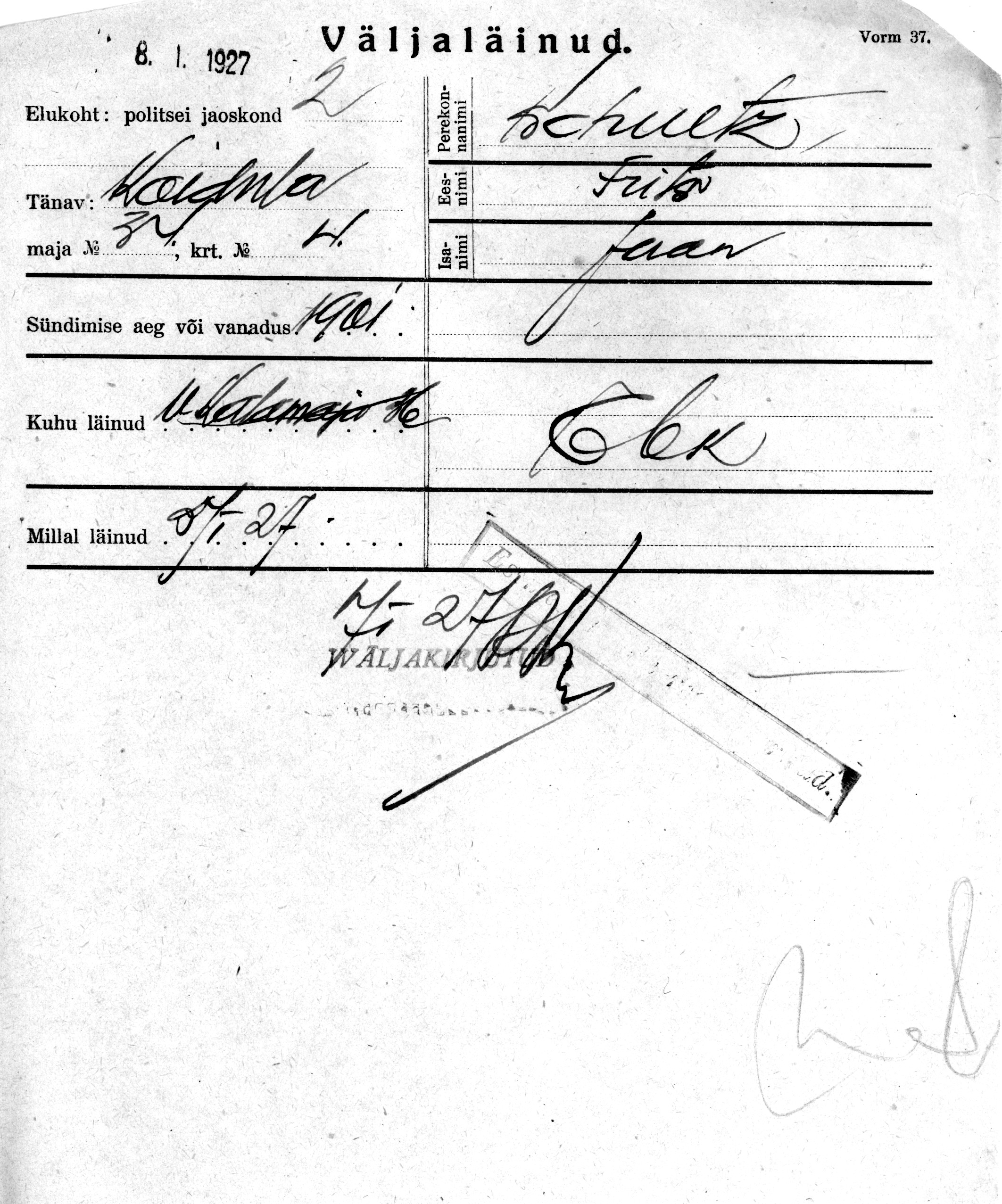 Schultz, Frits, Jaan