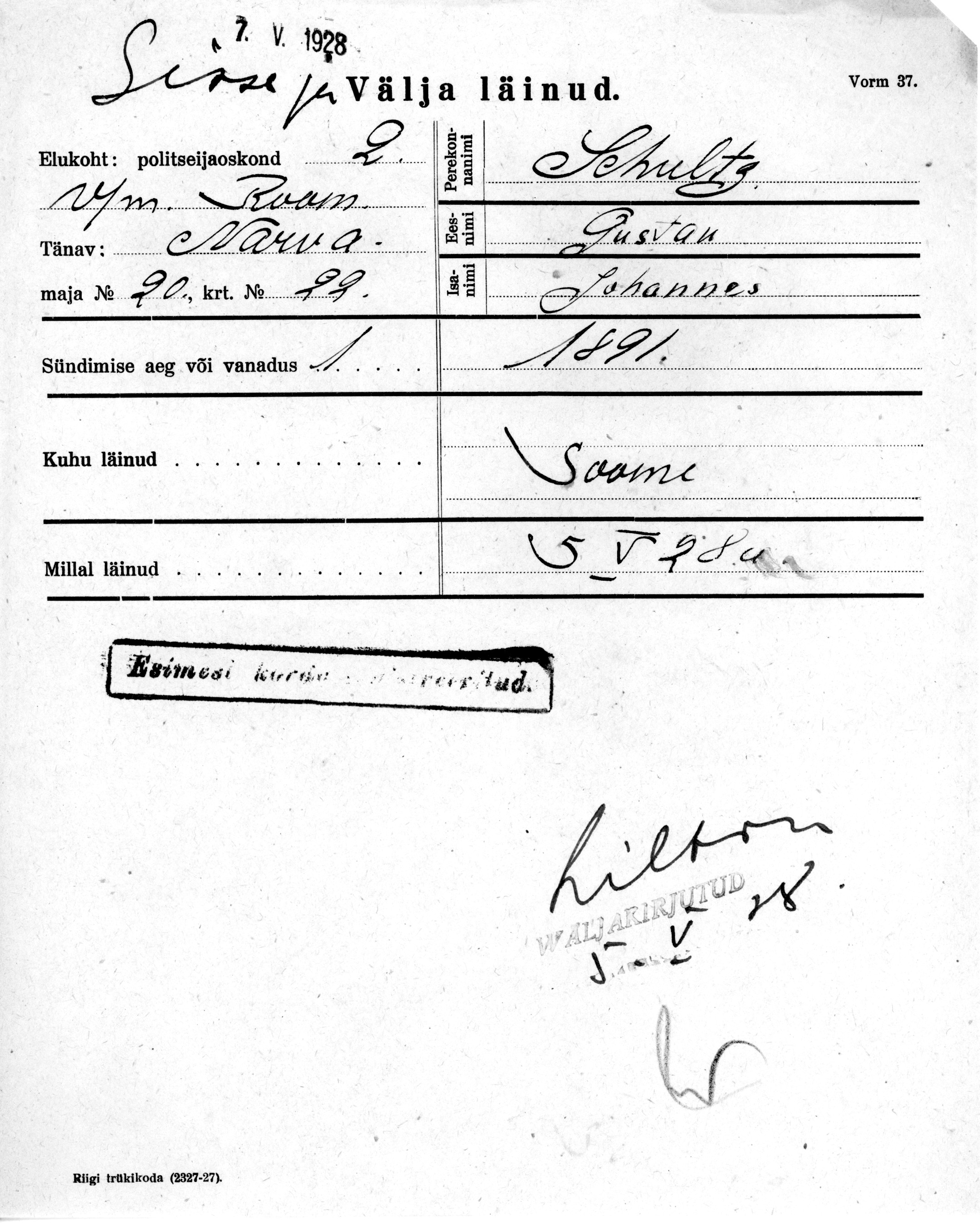 Schultz, Gustav, Johannes