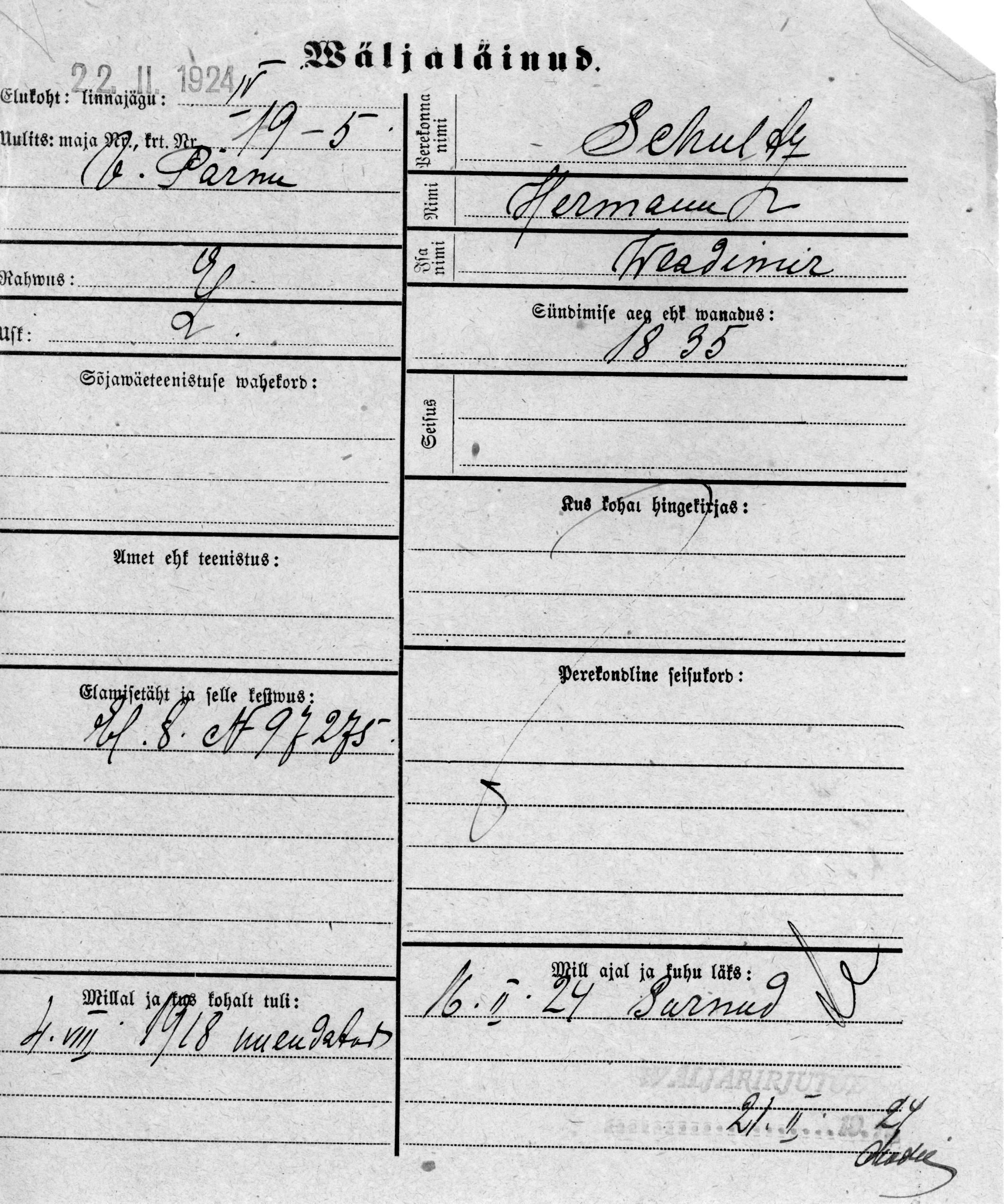 Schultz, Hermann, Wladimir