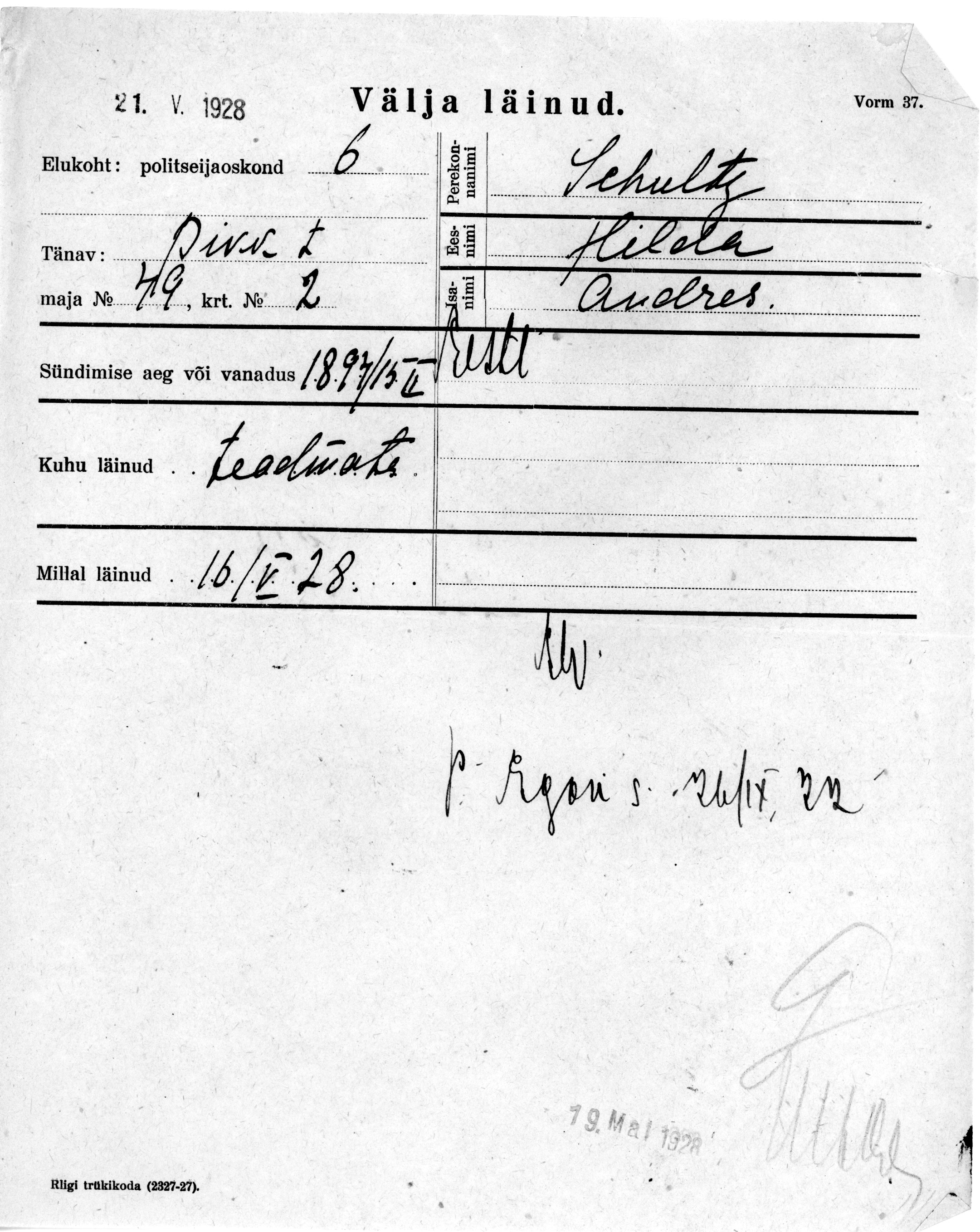 Schultz, Hilda, Andres