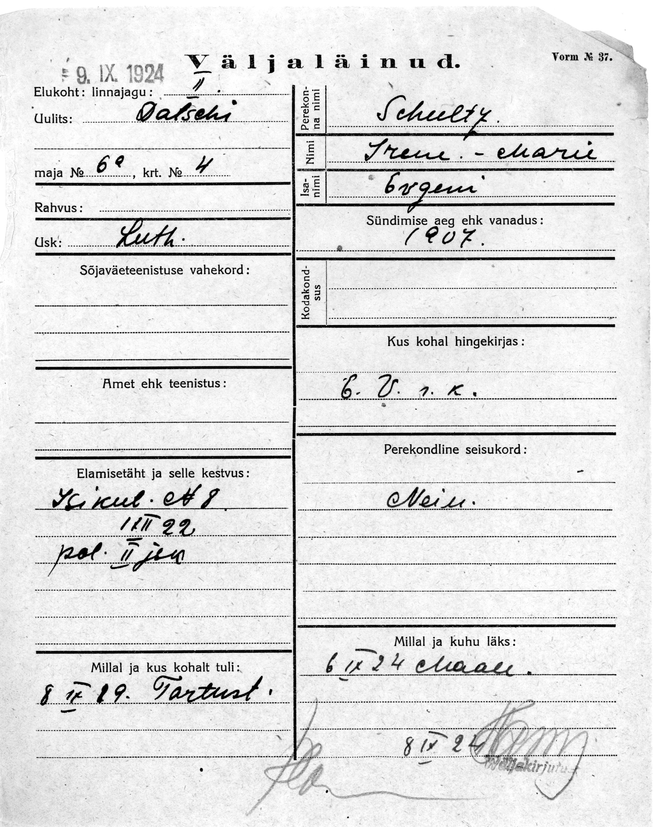 Schultz, Irene marie, Evgeni