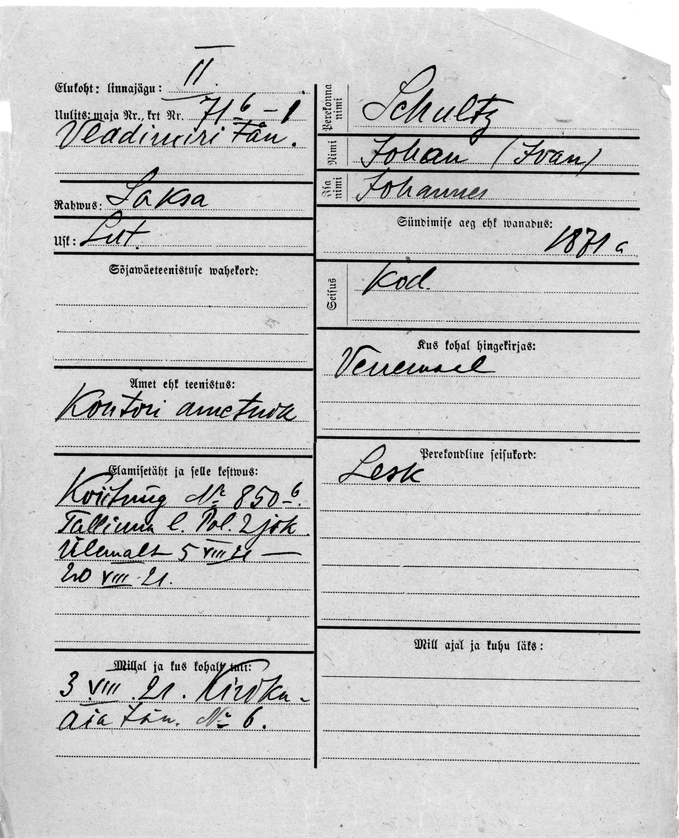 Schultz, Johan(ivan), Johannes