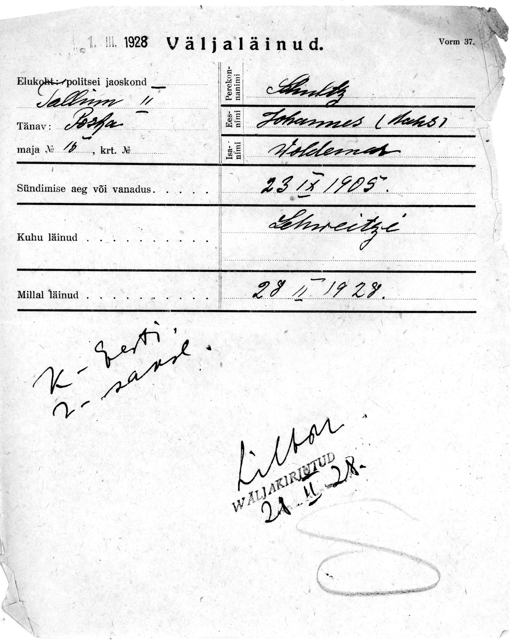 Schultz, Johannes(hans), Woldemar