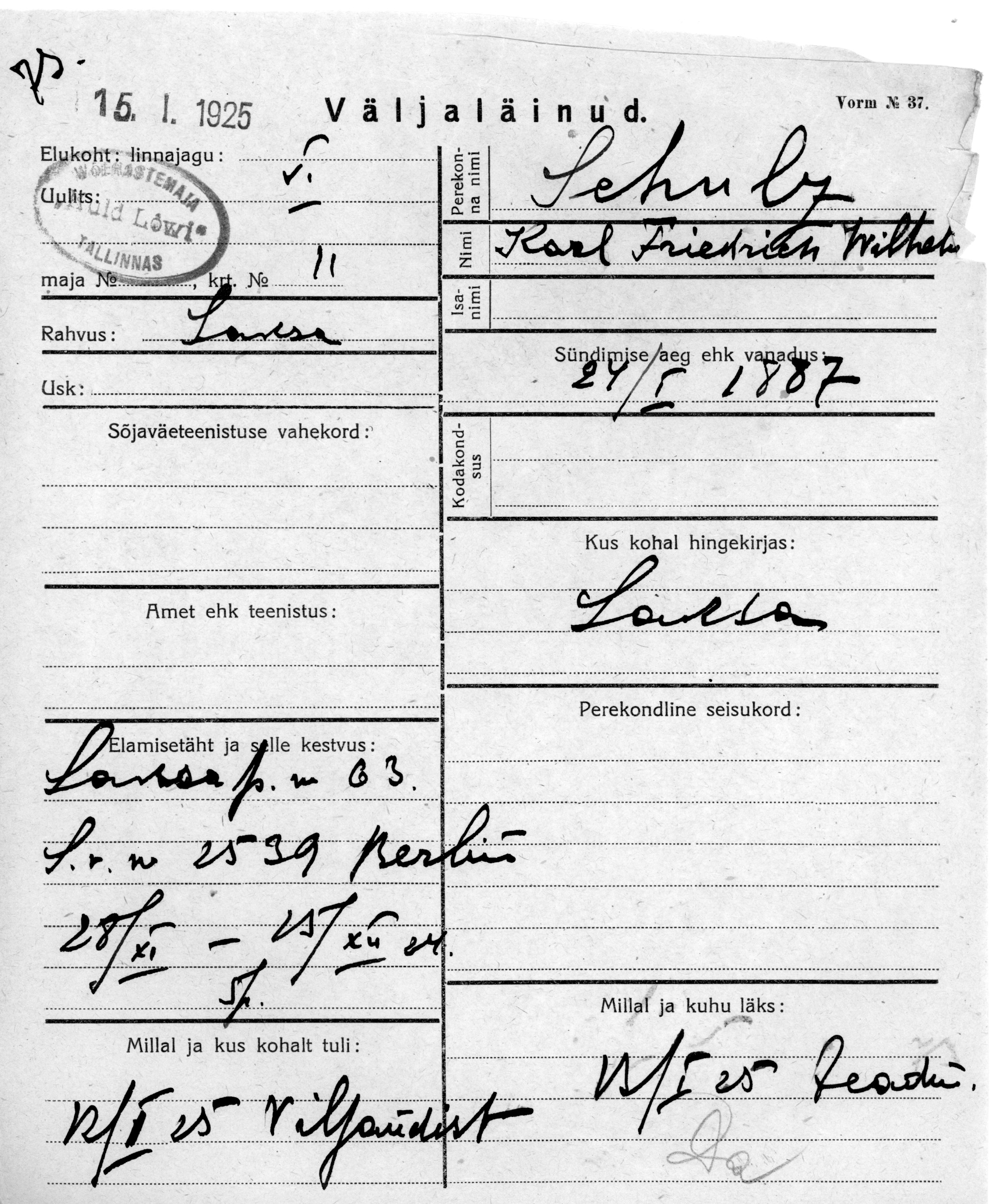 Schultz, Karl friedrich wilhelm