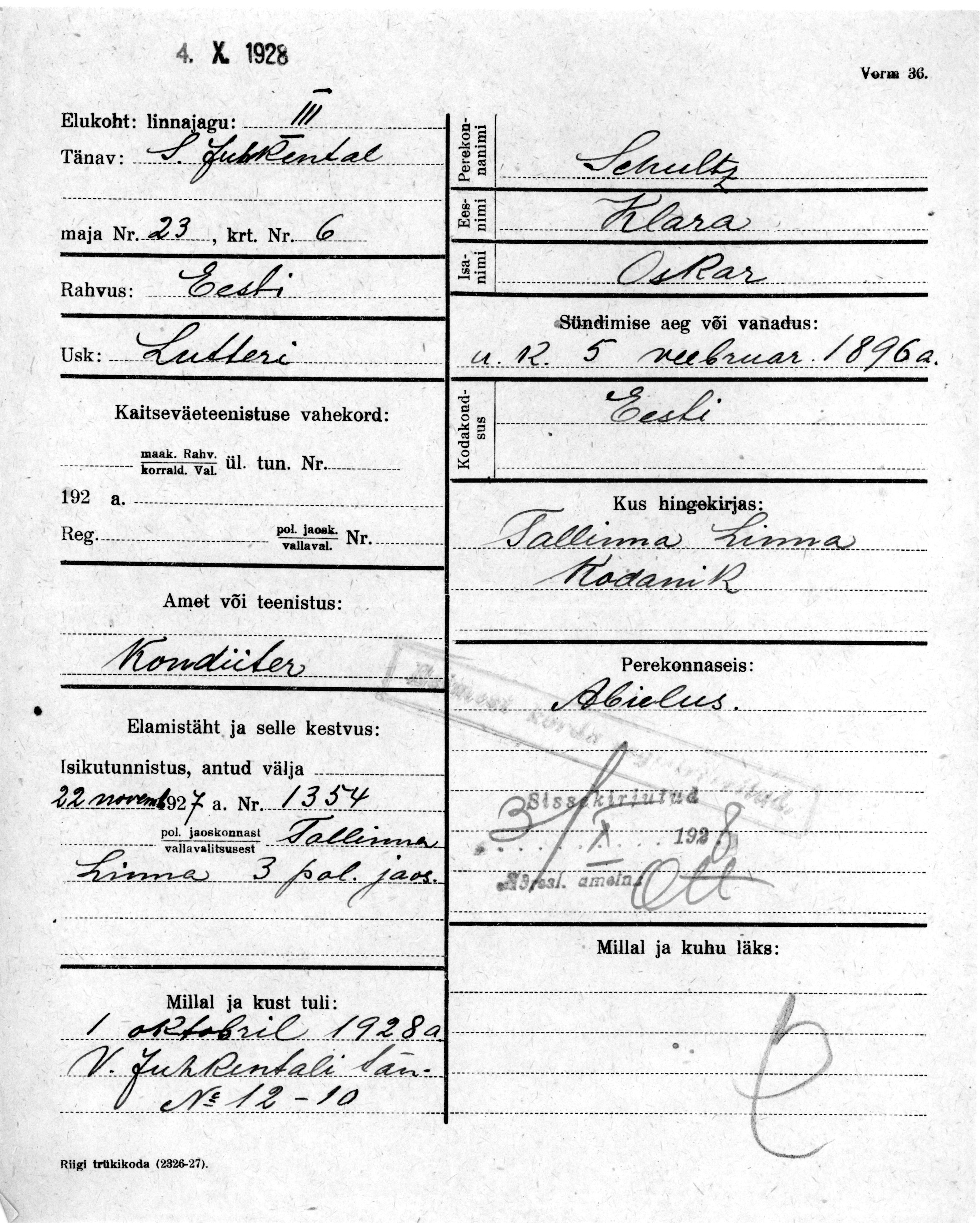 Schultz, Klara, Oskar