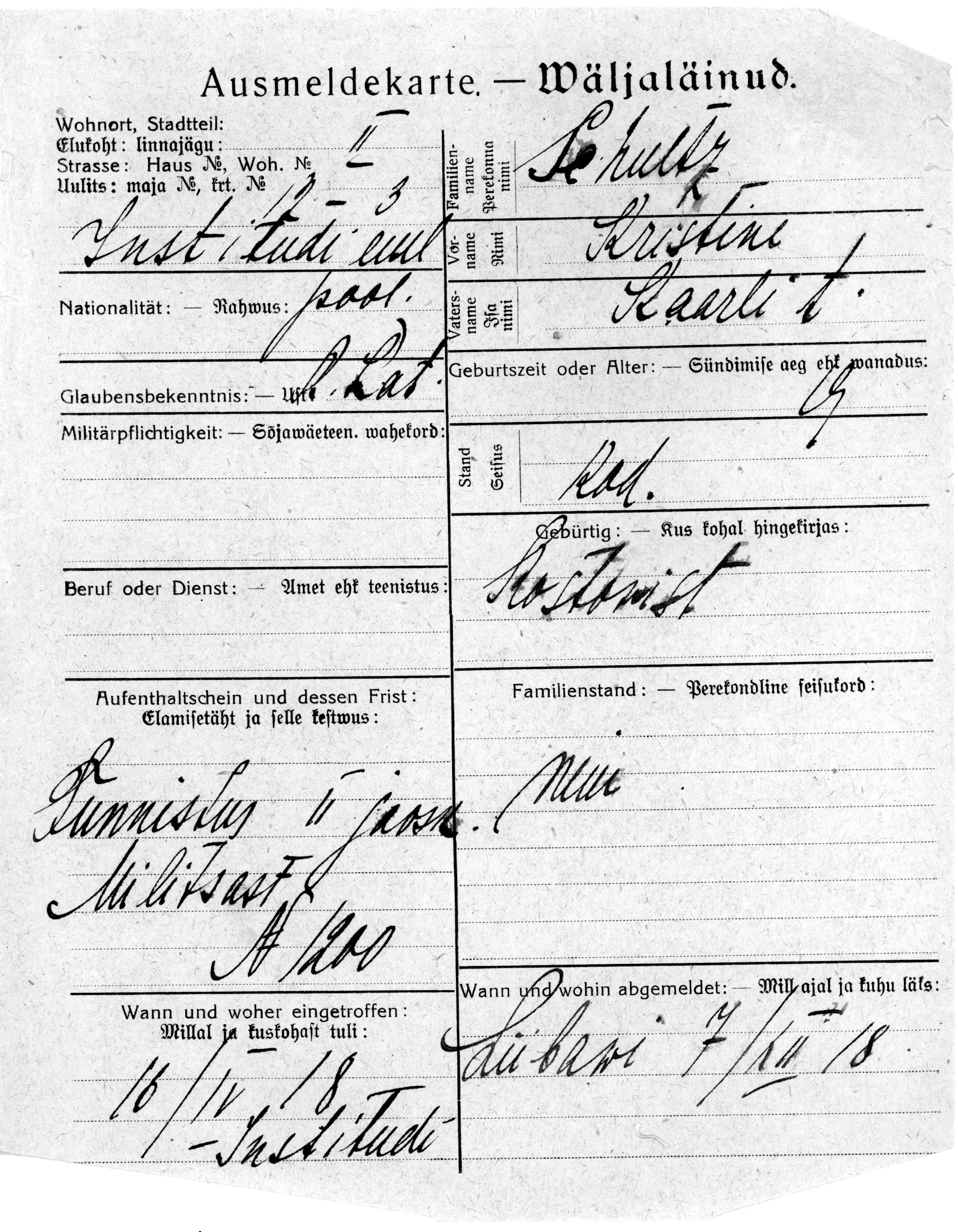 Schultz, Kristine, Kaarel