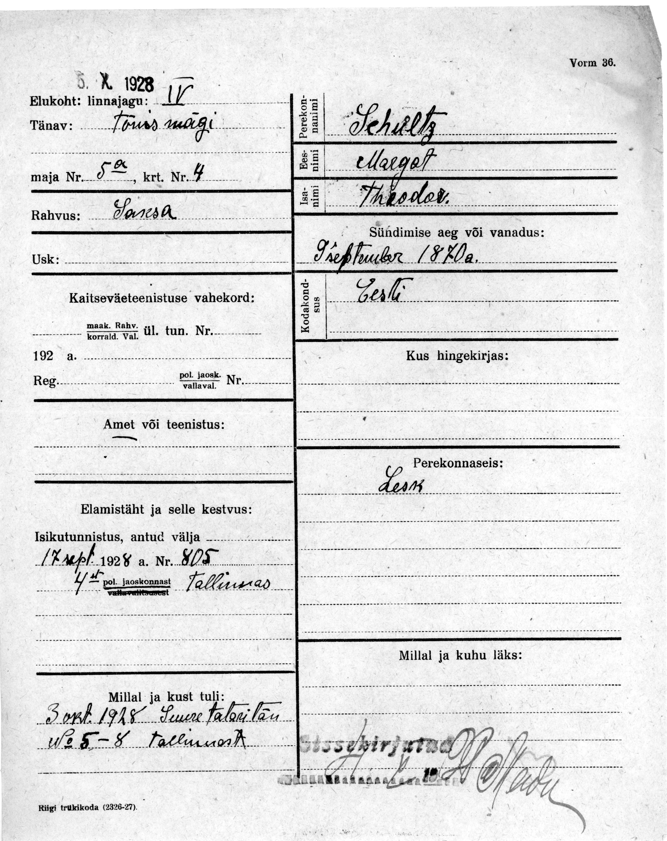 Schultz, Margot, Theodor