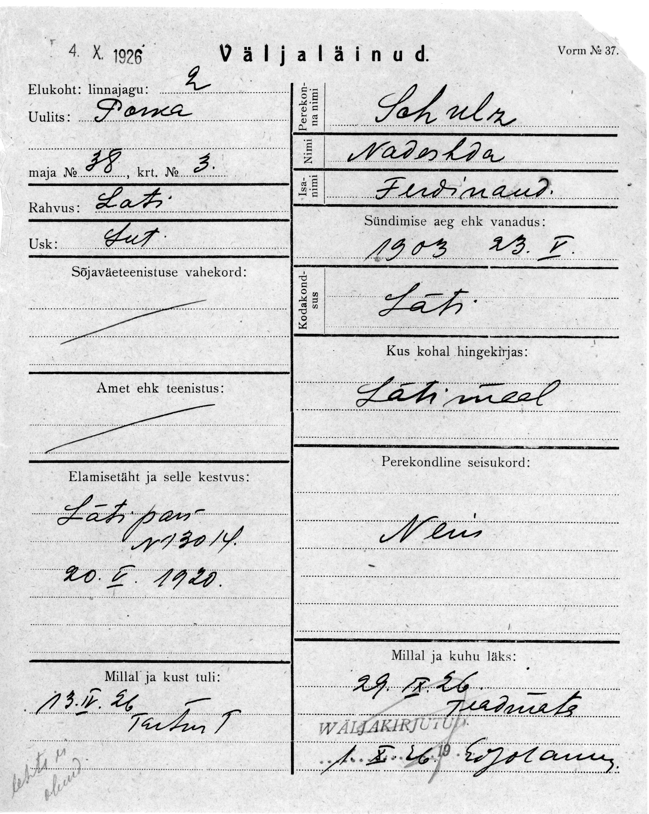 Schultz, Nadeshda, Ferdinand