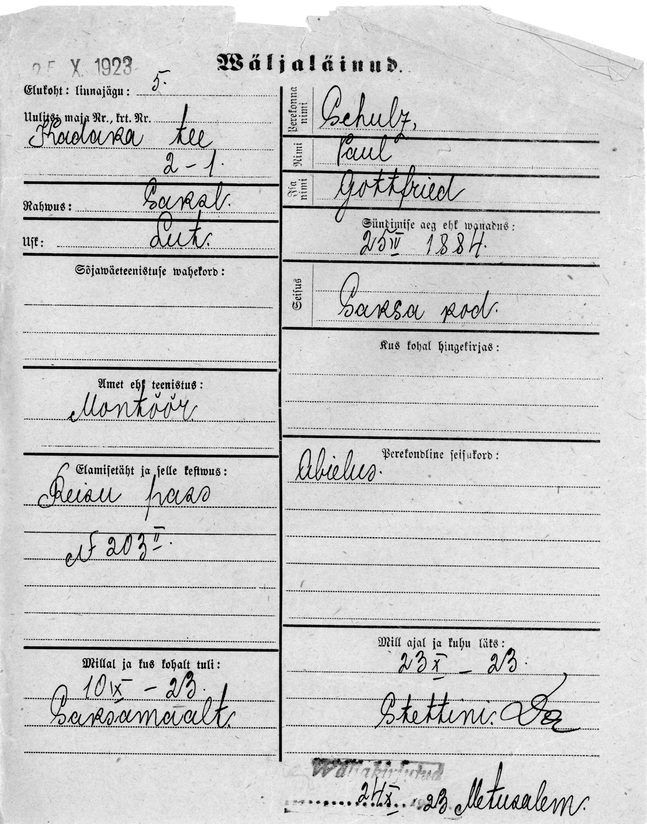 Schultz, Paul, Gottfried