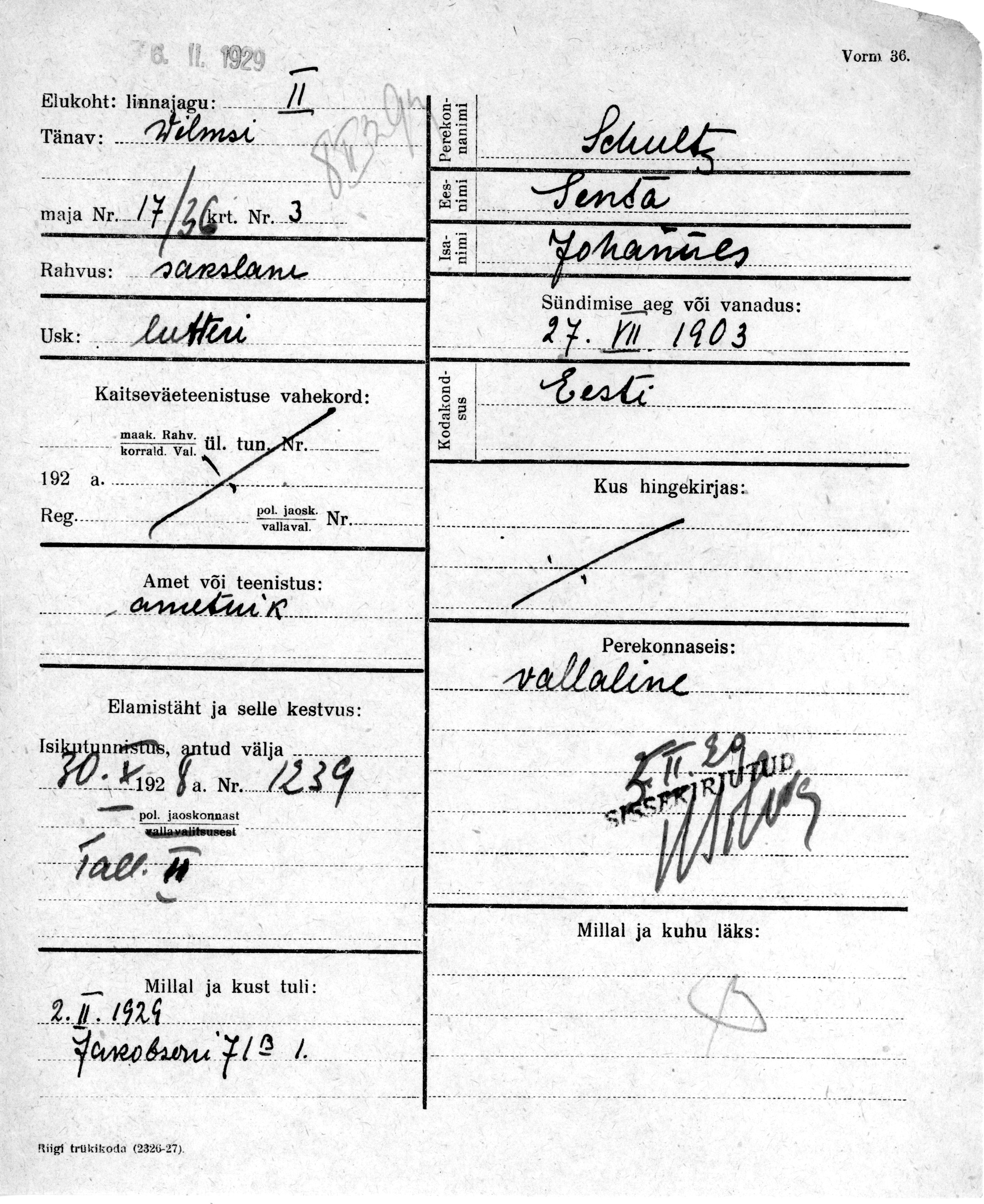 Schultz, Senta, Johannes