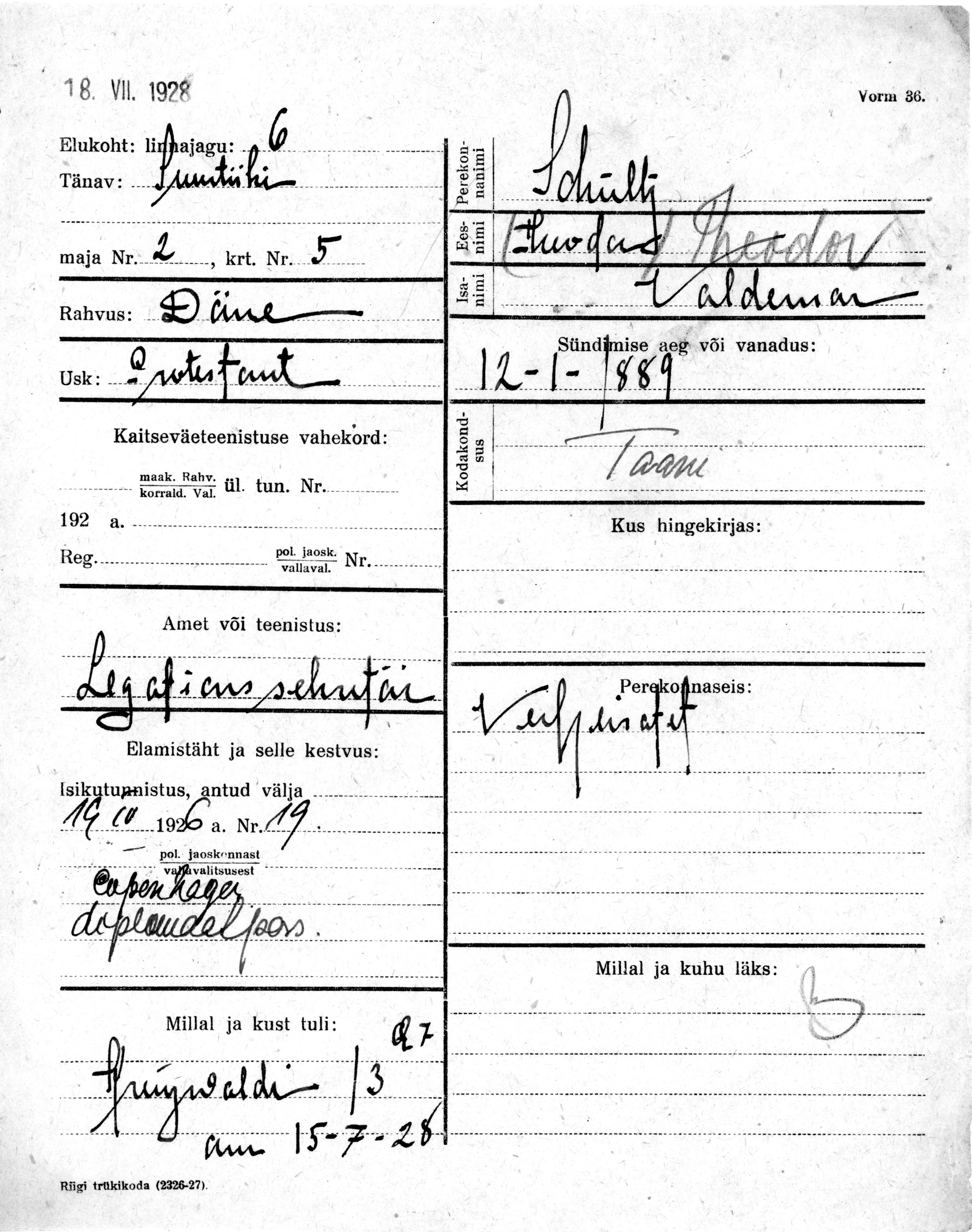 Schultz, Theodor, Voldemar