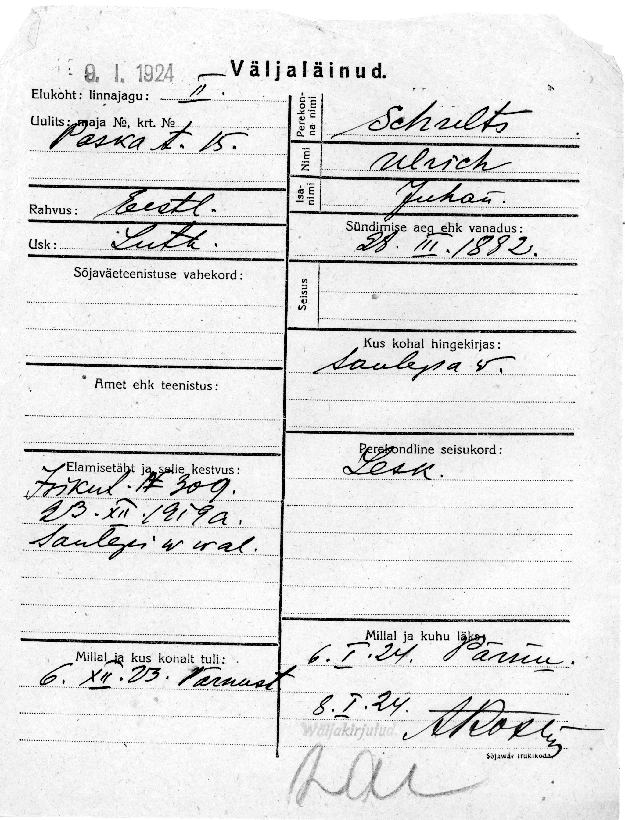 Schultz, Ulrich, Johan