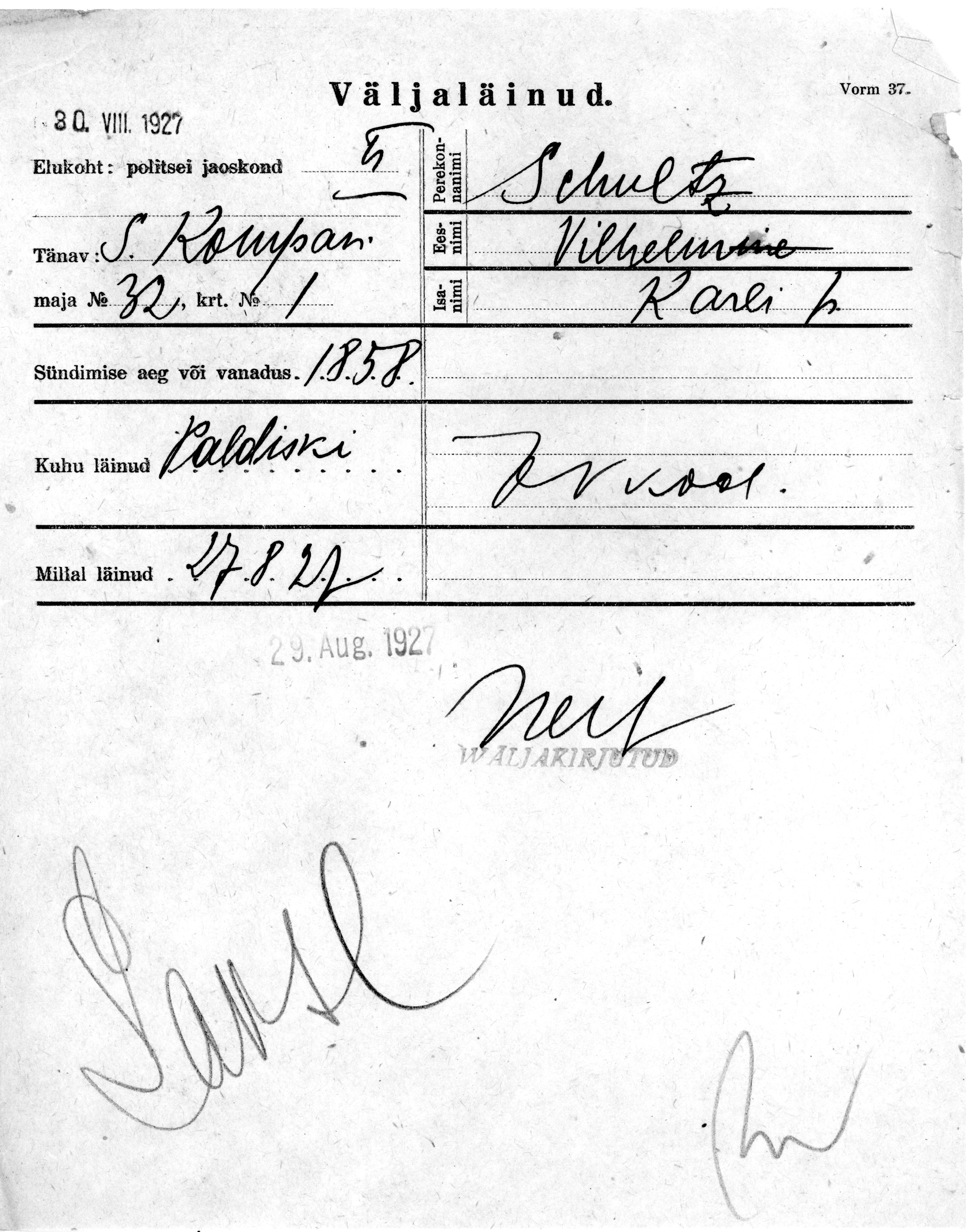 Schultz, Vilhelmine, Karl