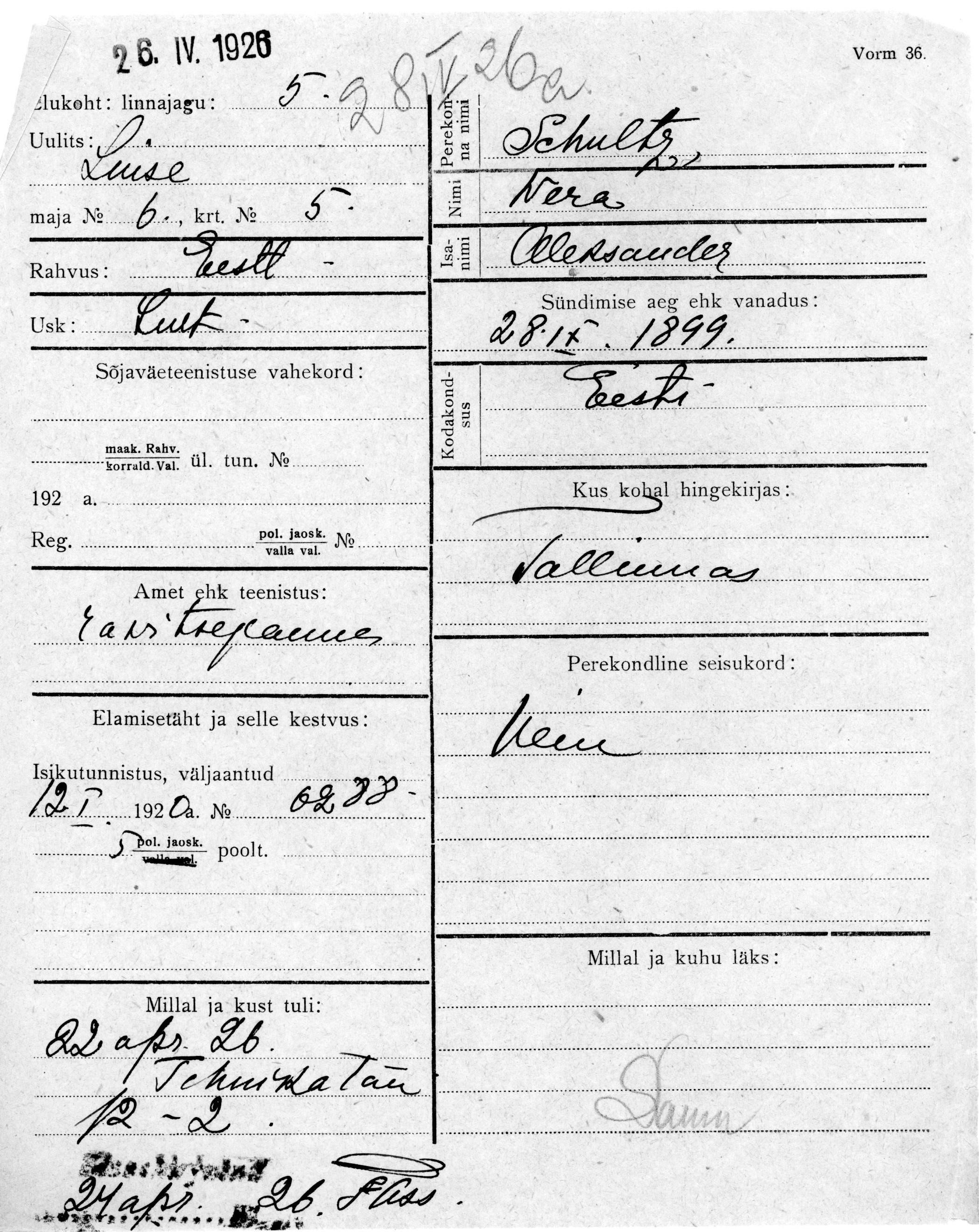 Schultz, Wera, Aleksander