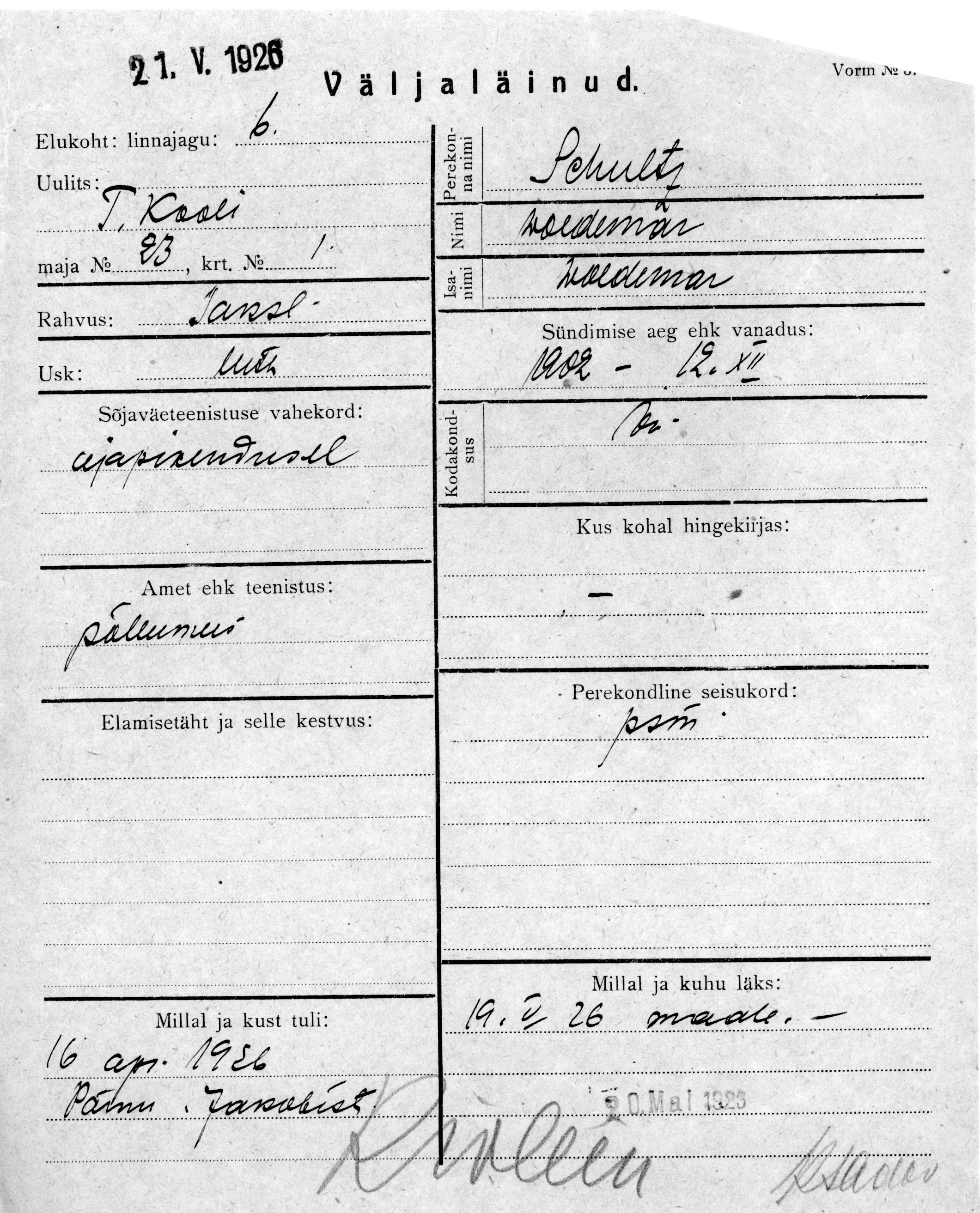 Schultz, Woldemar, Woldemar