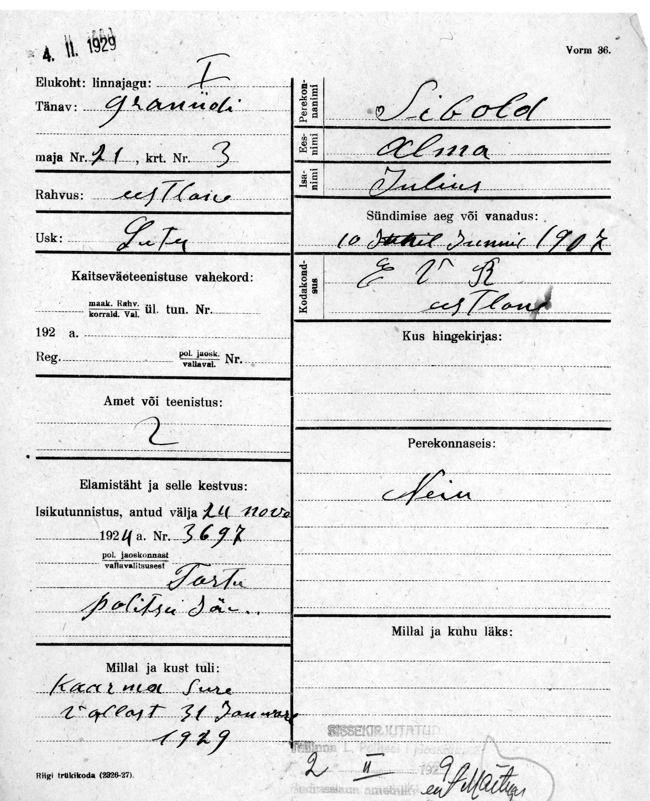 Sibold, Alma, Julius