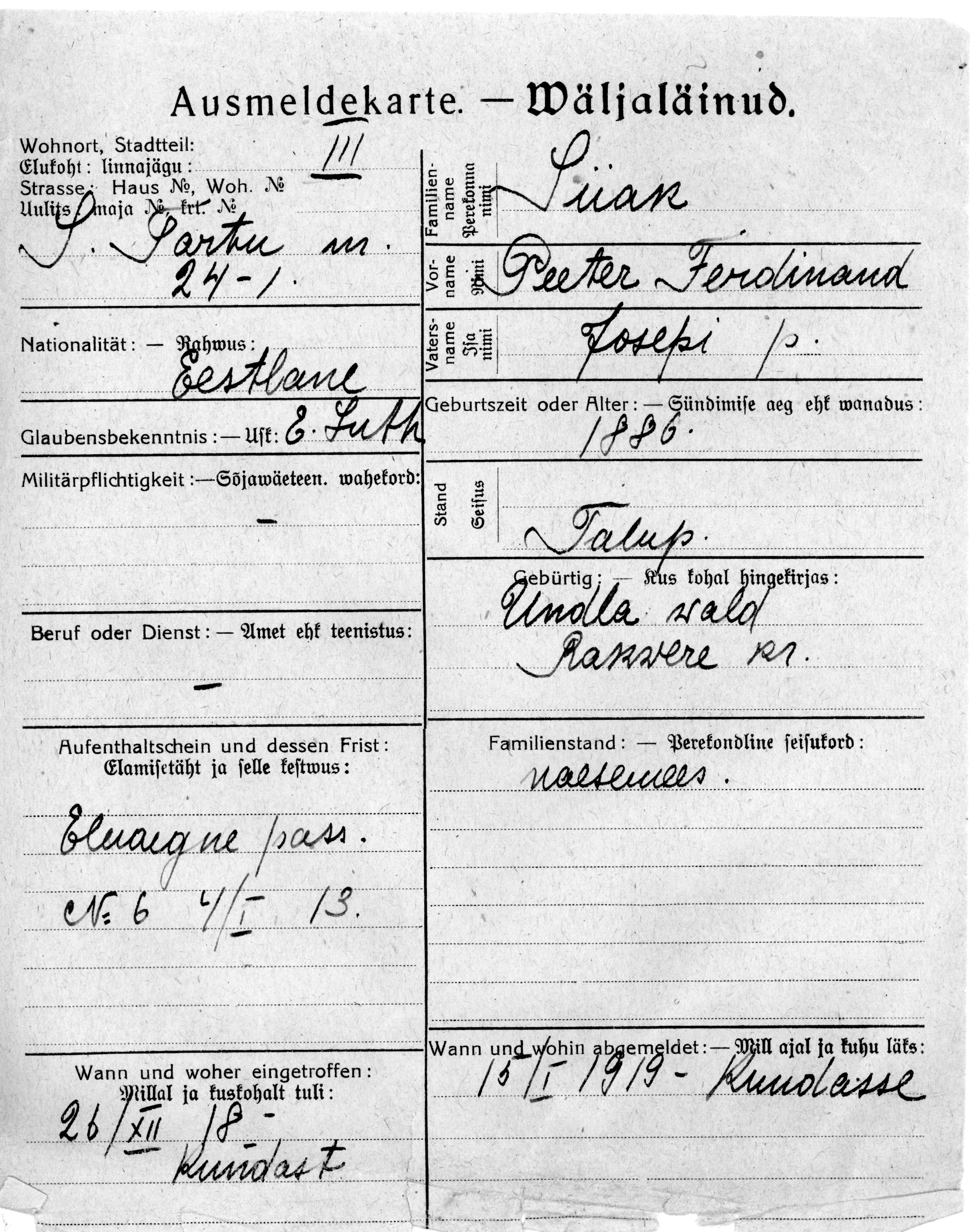 Siiak, Peeter ferdinand, Josep