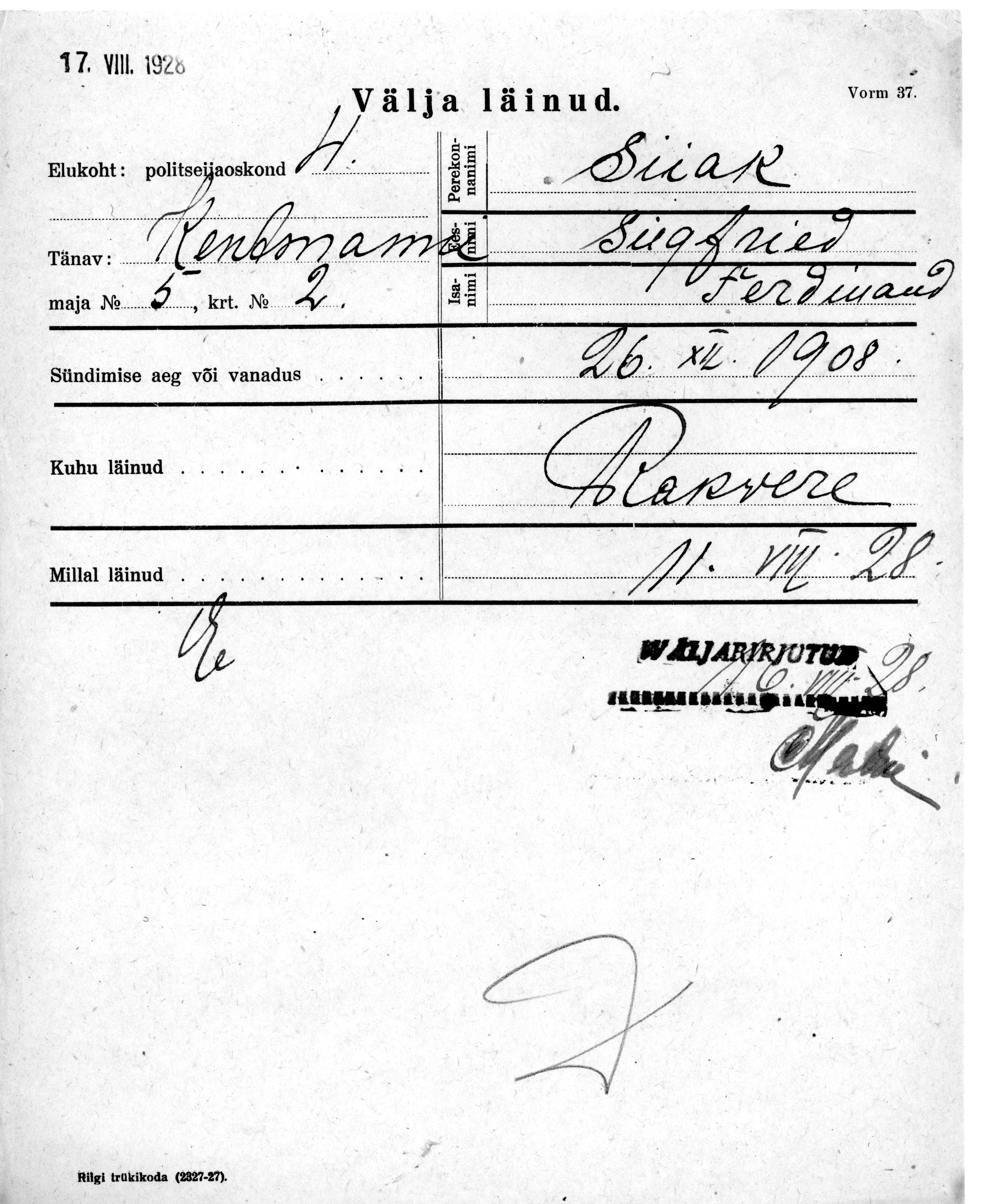 Siiak, Siegfried, Ferdinand