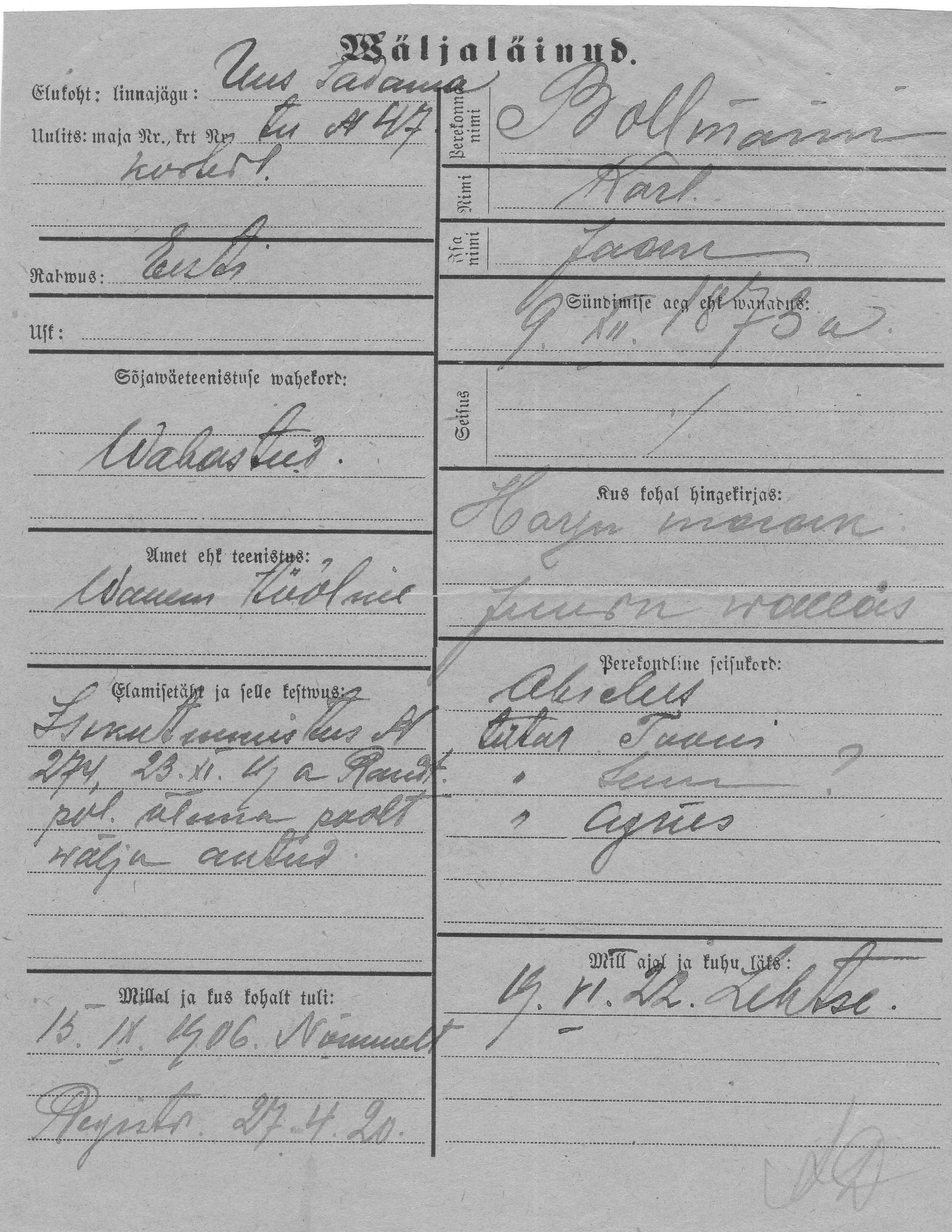 Bollmann, Karl, Jaan