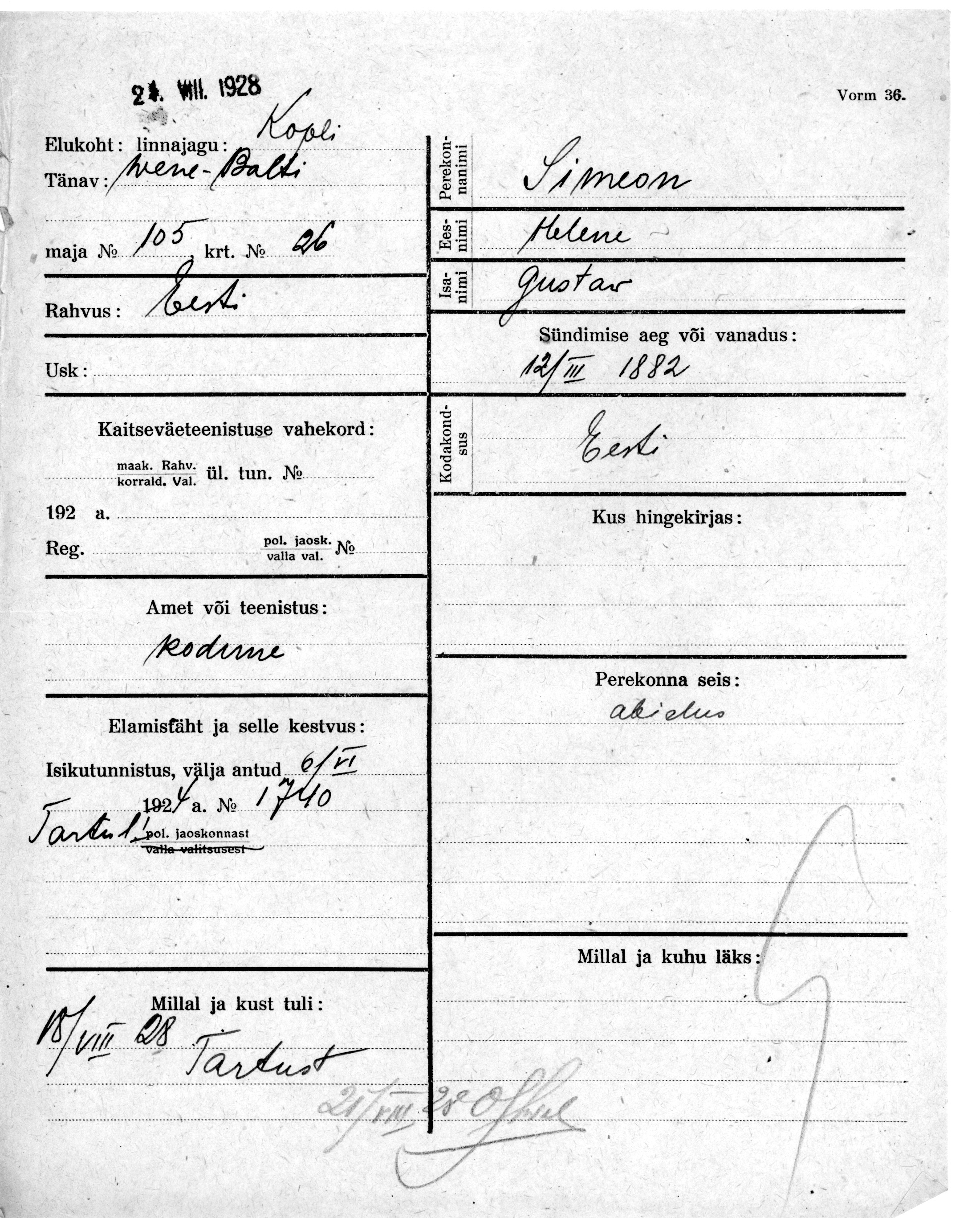 Simeon, Helene, Gustav