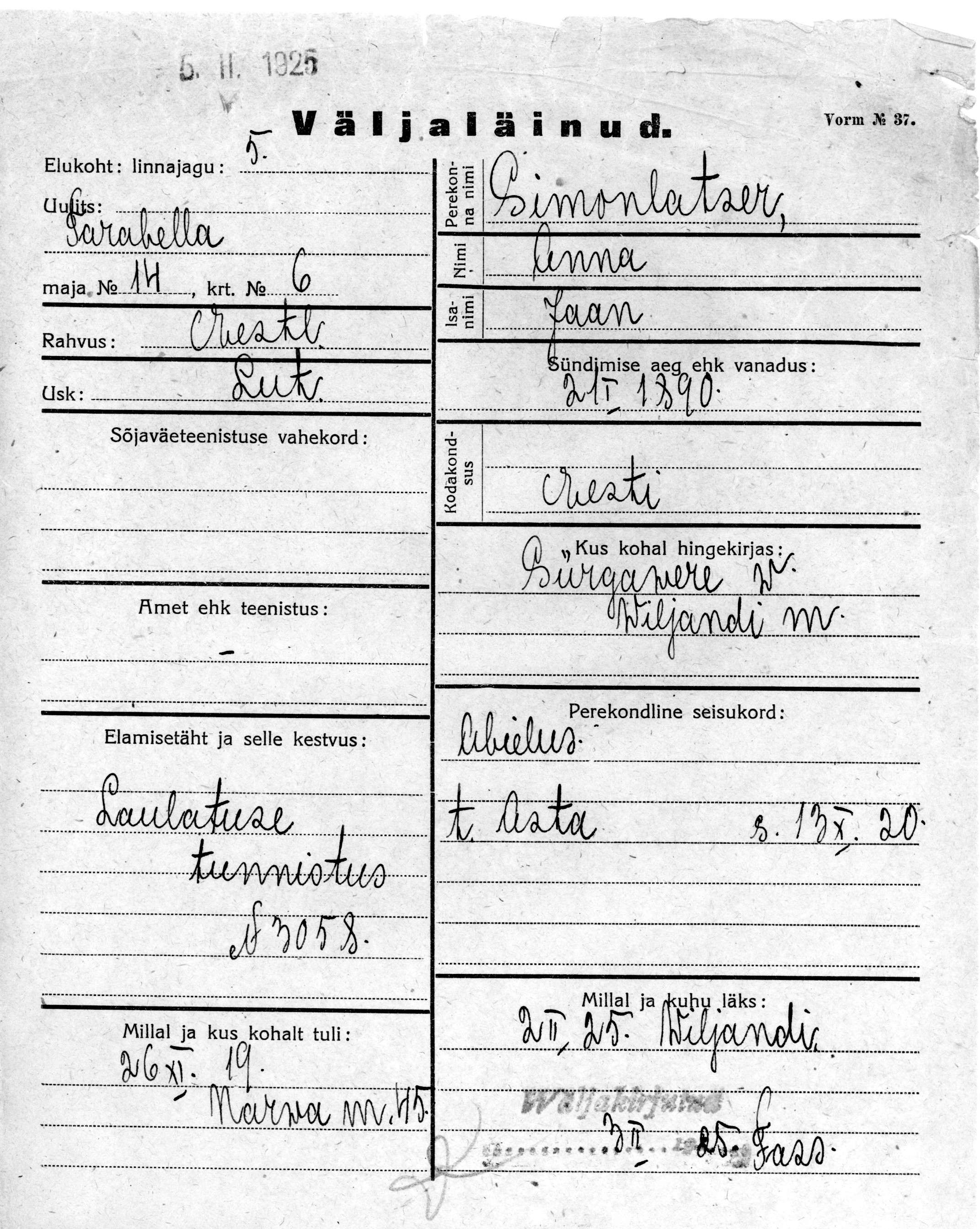 Simonlatser, Anna, Jaan