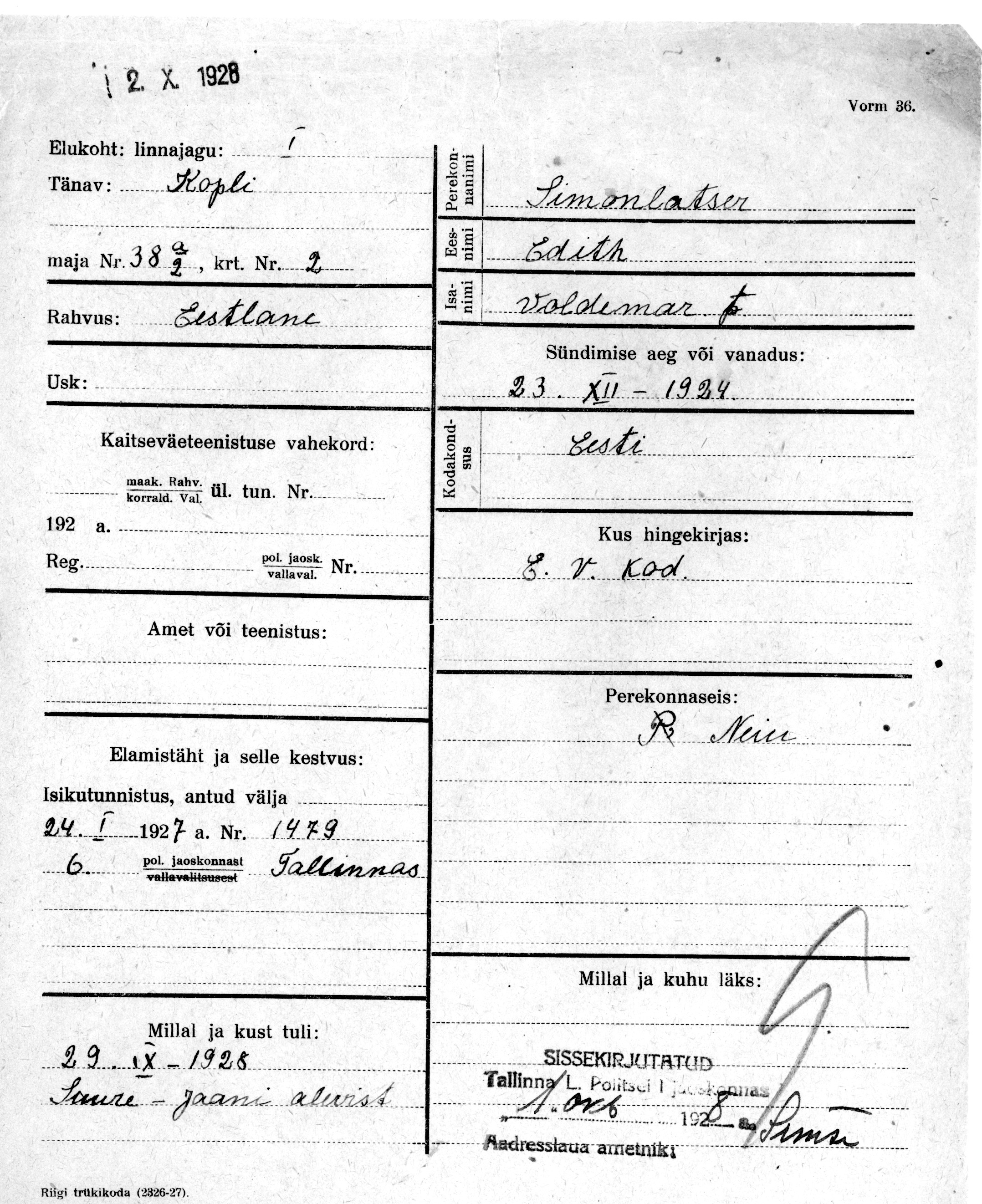 Simonlatser, Edith, Woldemar