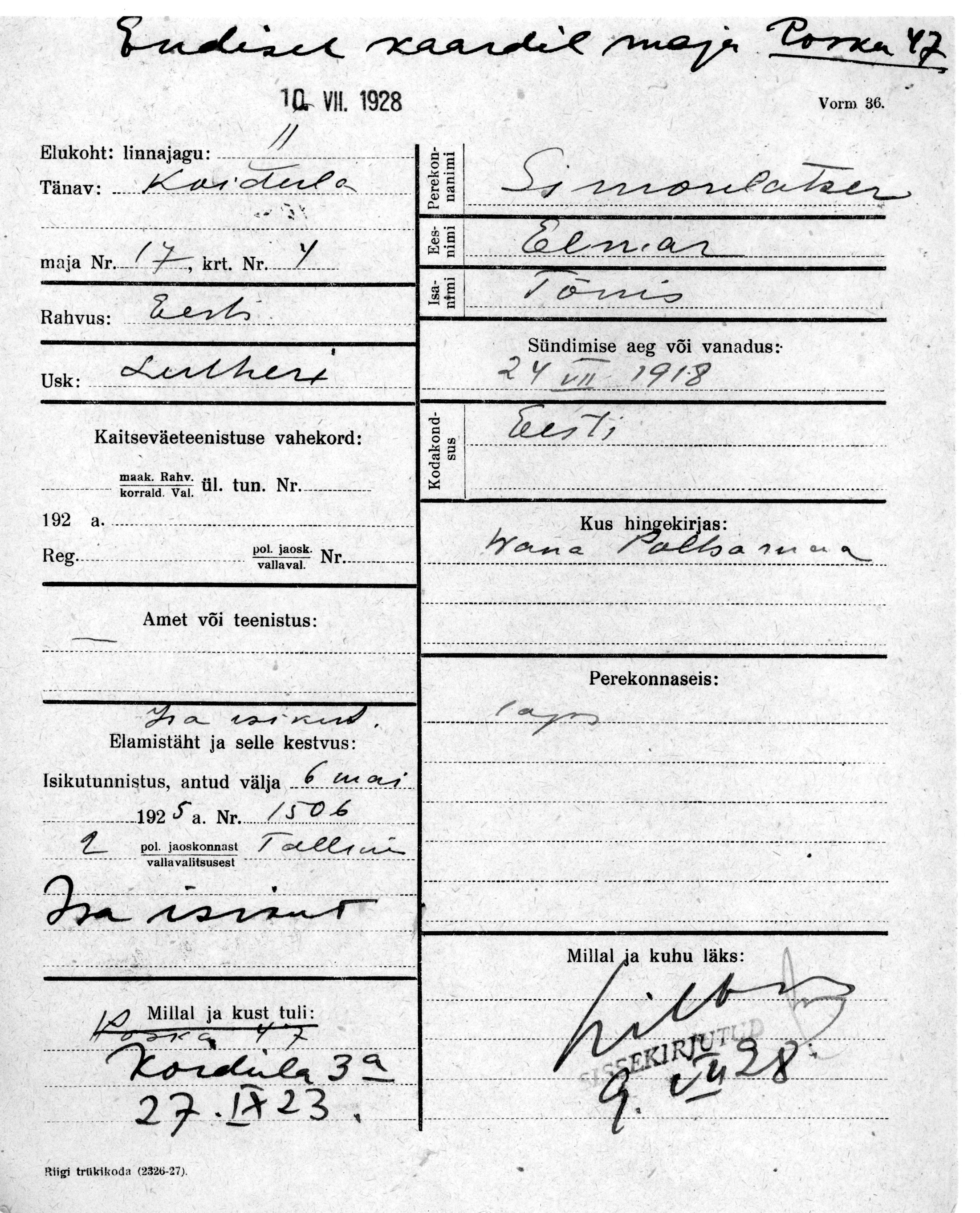 Simonlatser, Elmar, Tõnis