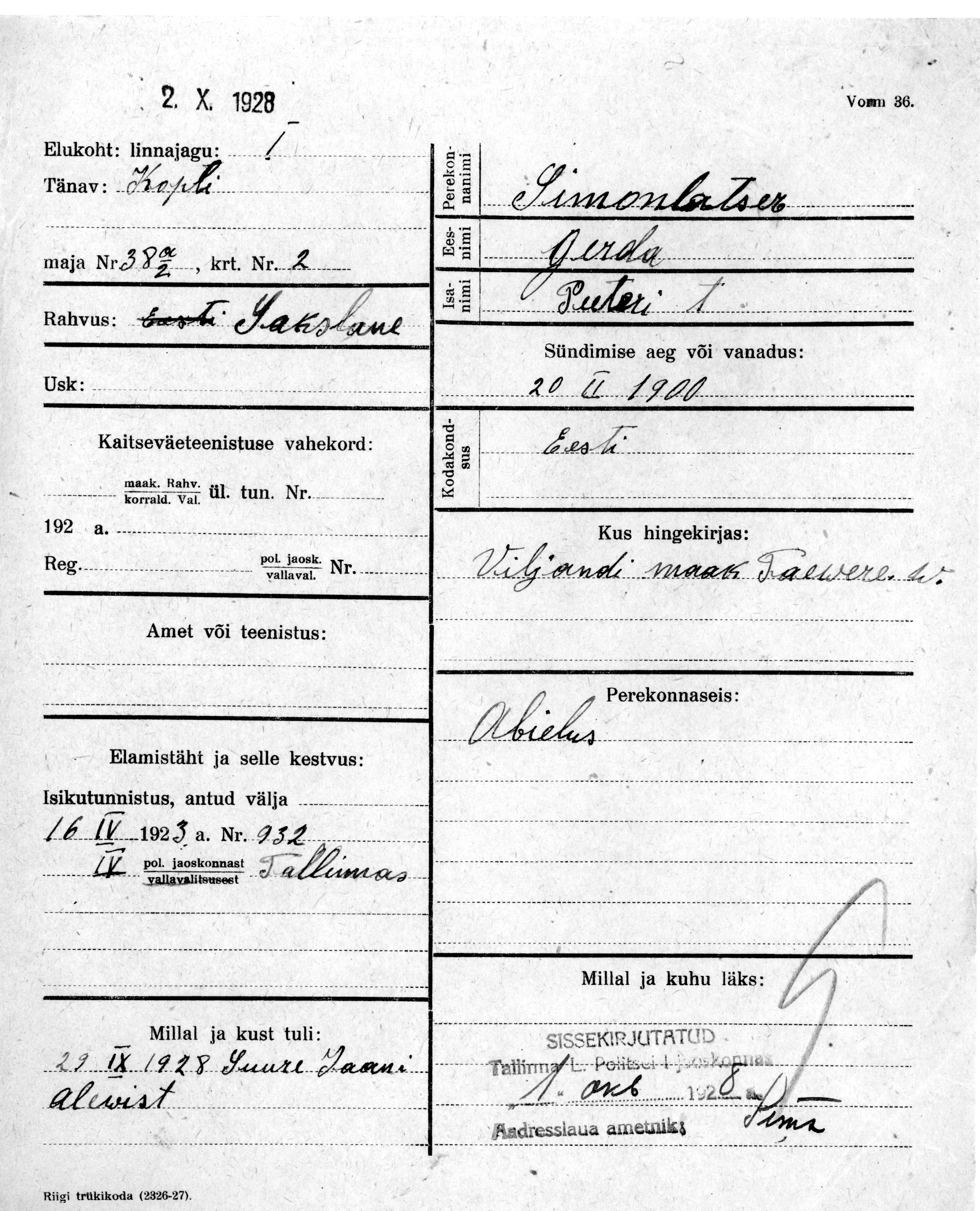 Simonlatser, Gerda, Peeter