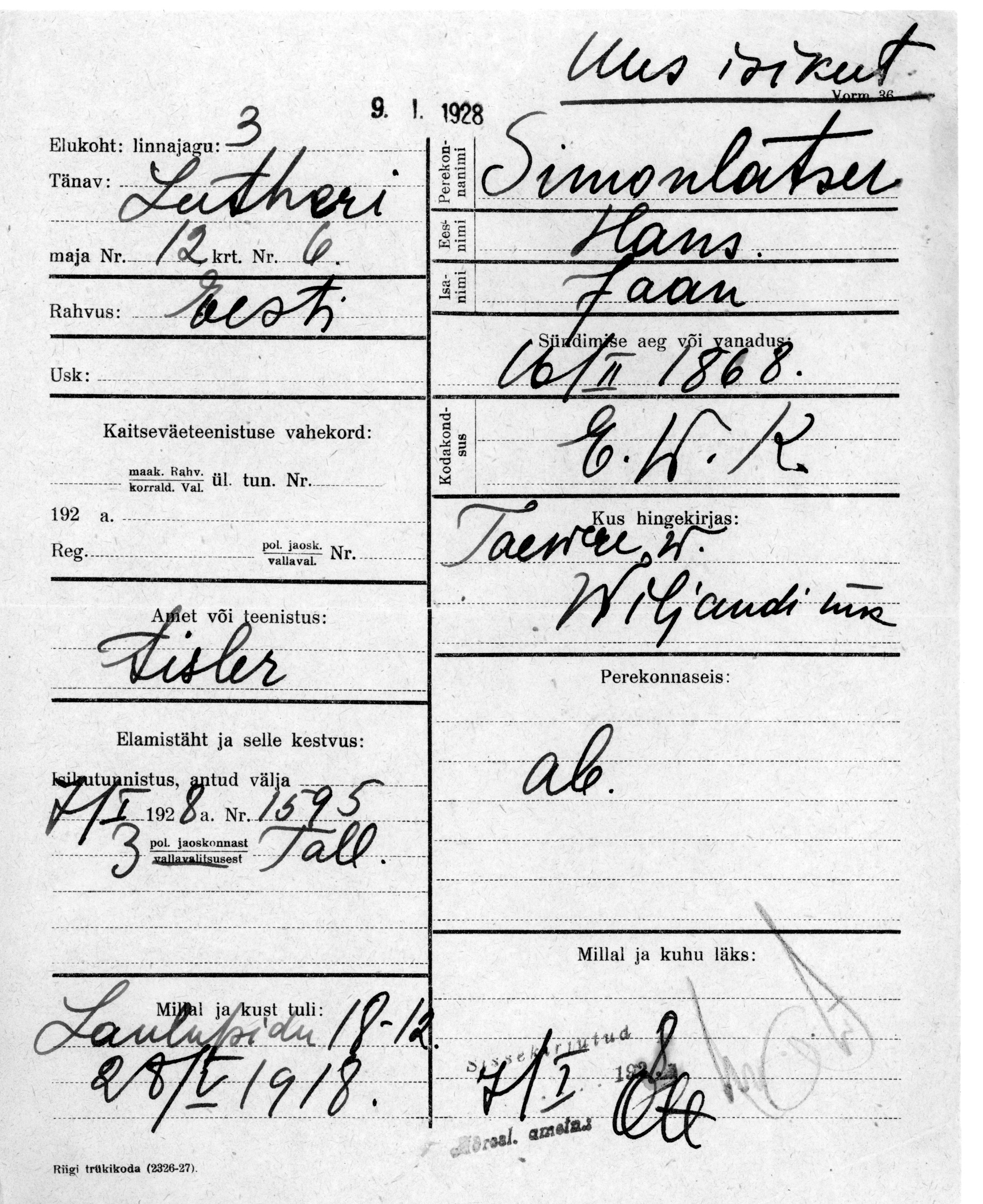 Simonlatser, Hans, Jaan