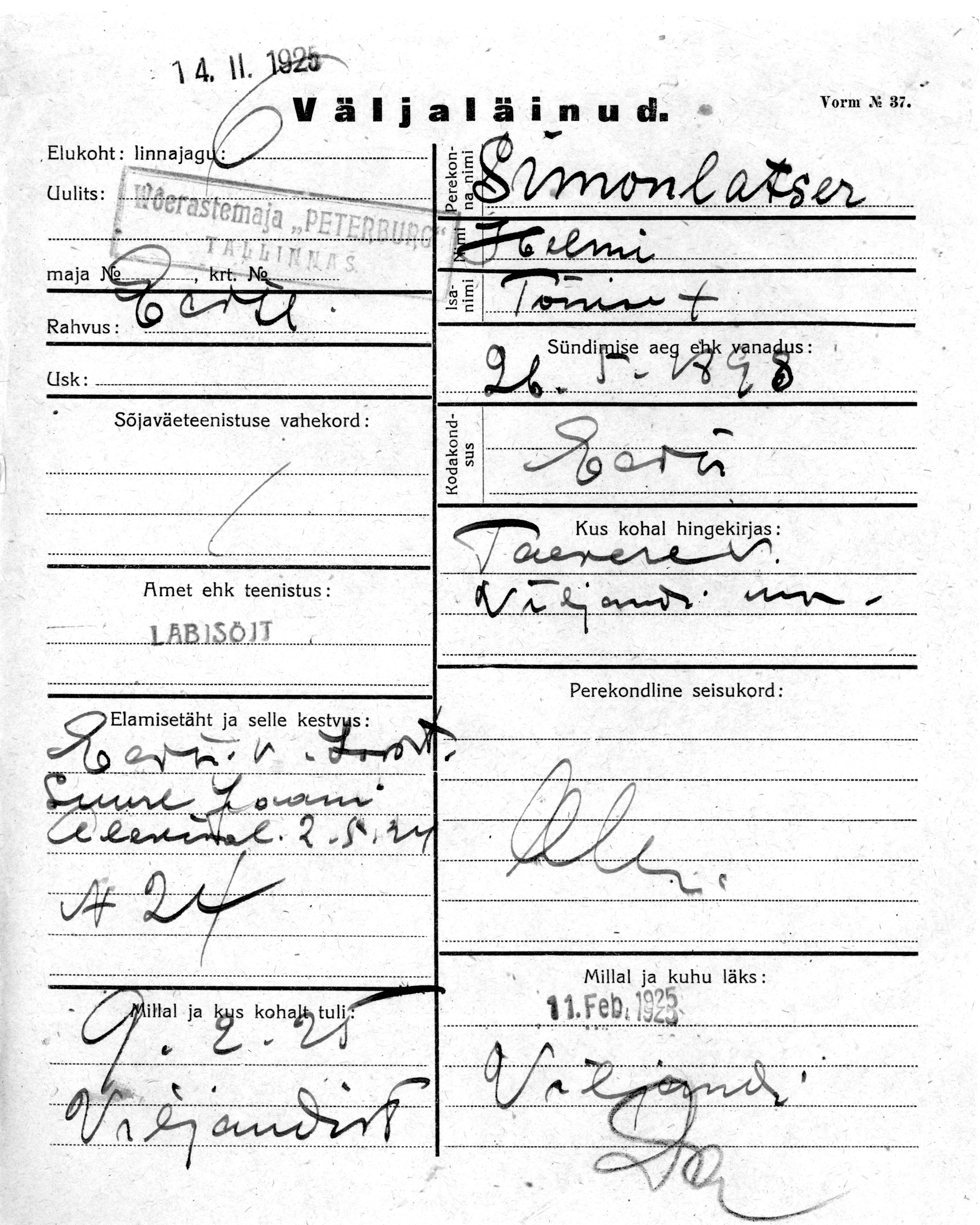 Simonlatser, Helmi, Tõnis