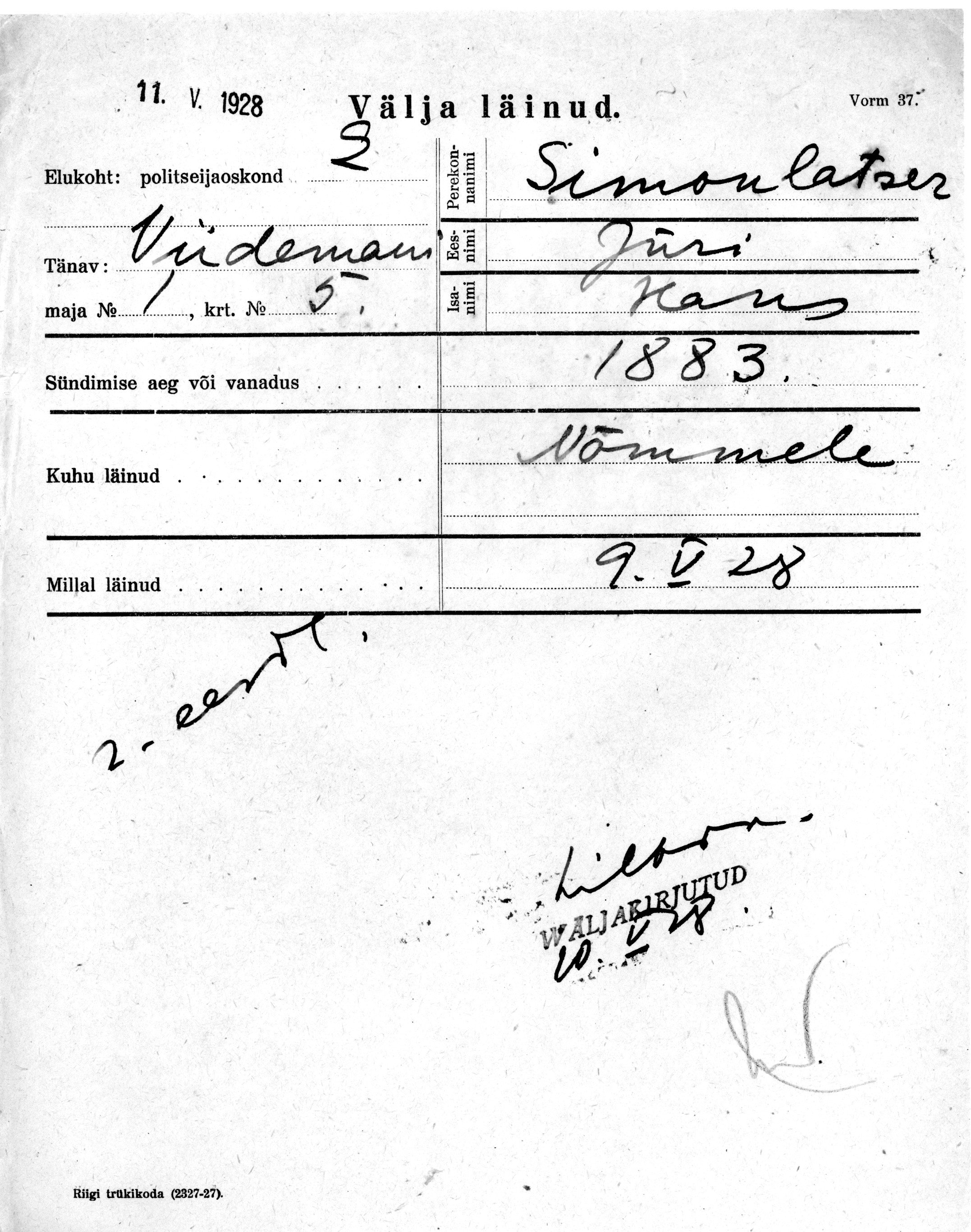 Simonlatser, Jüri, Hans