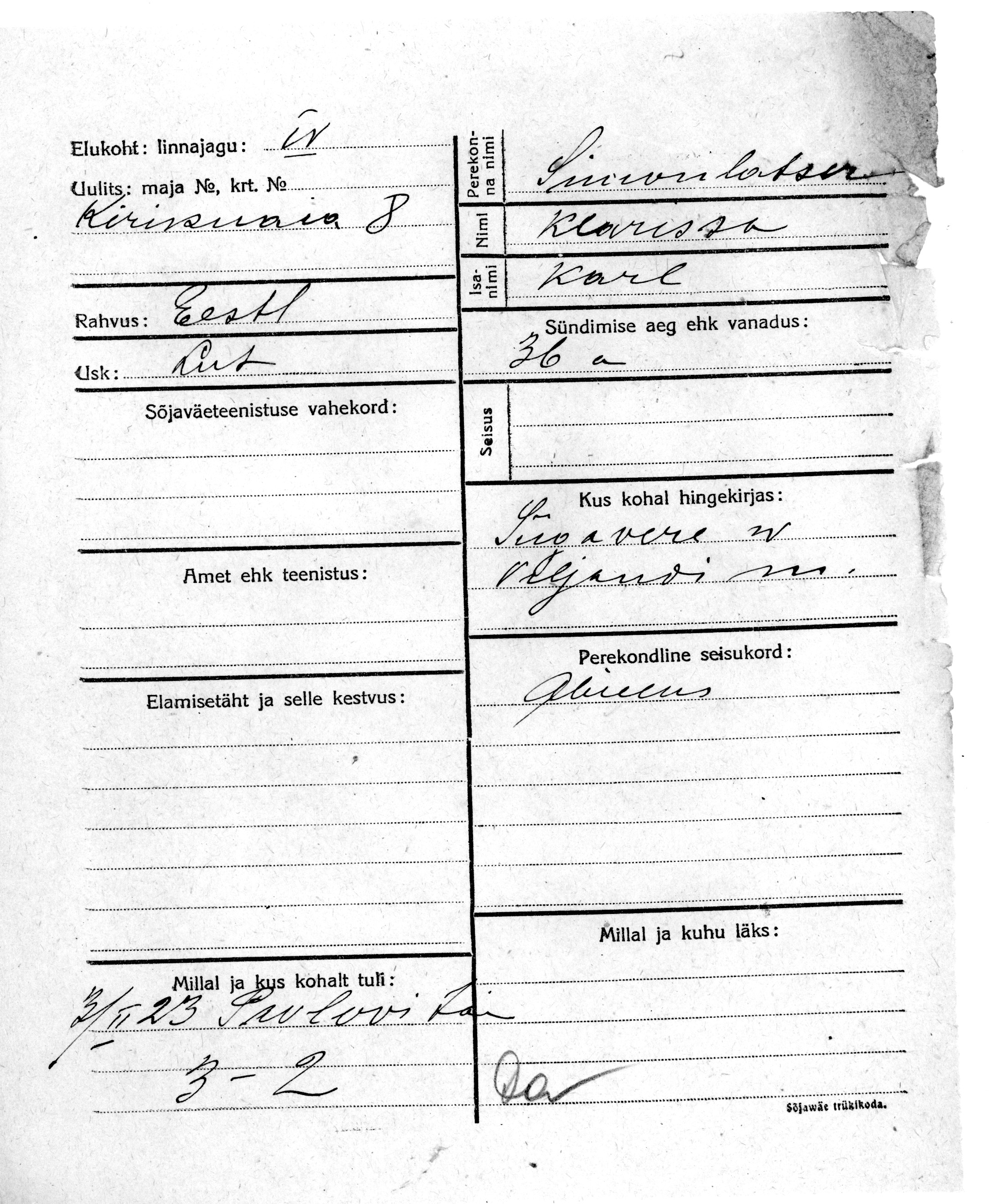 Simonlatser, Klarissa, Karl