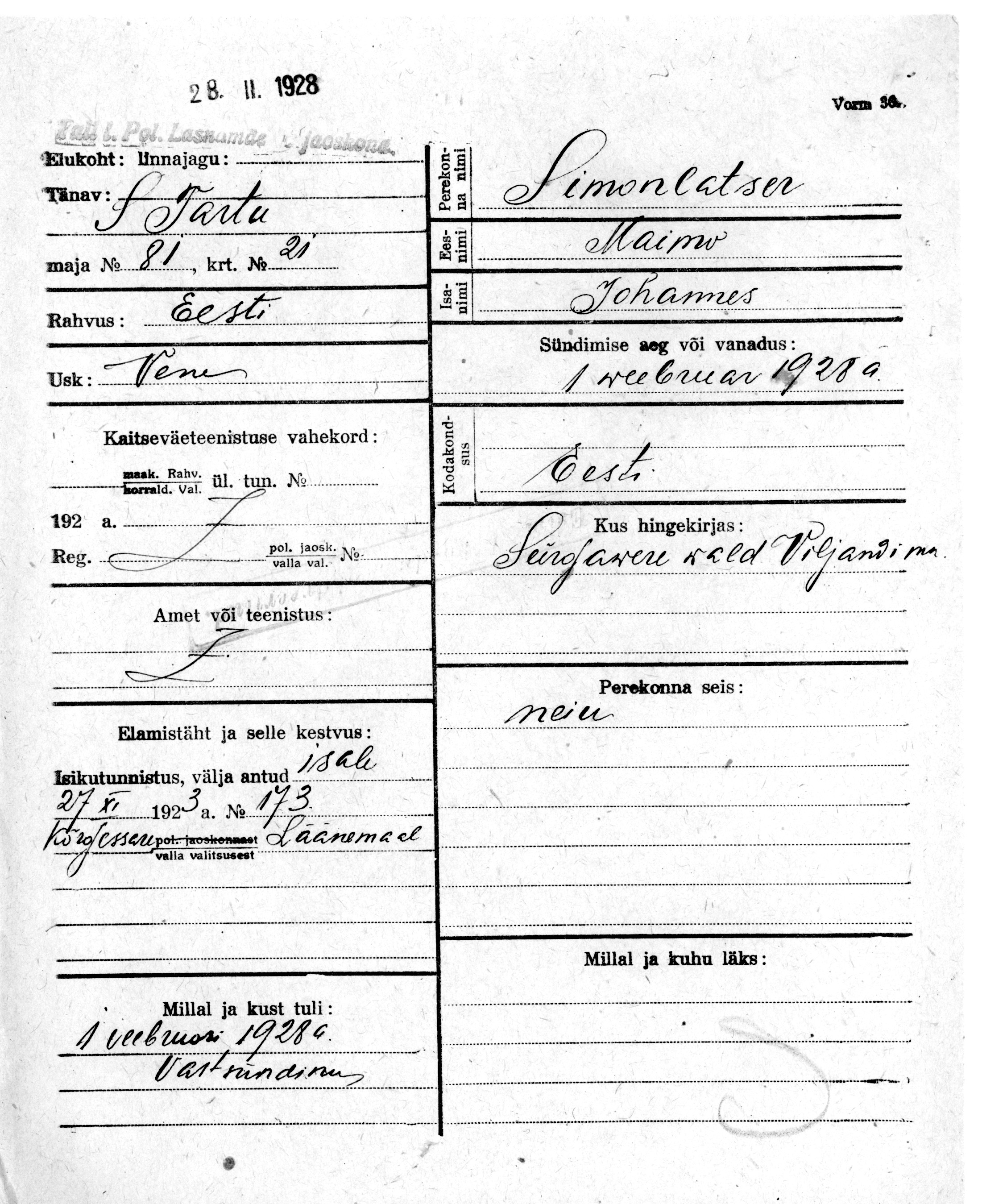 Simonlatser, Maimo, Johannes