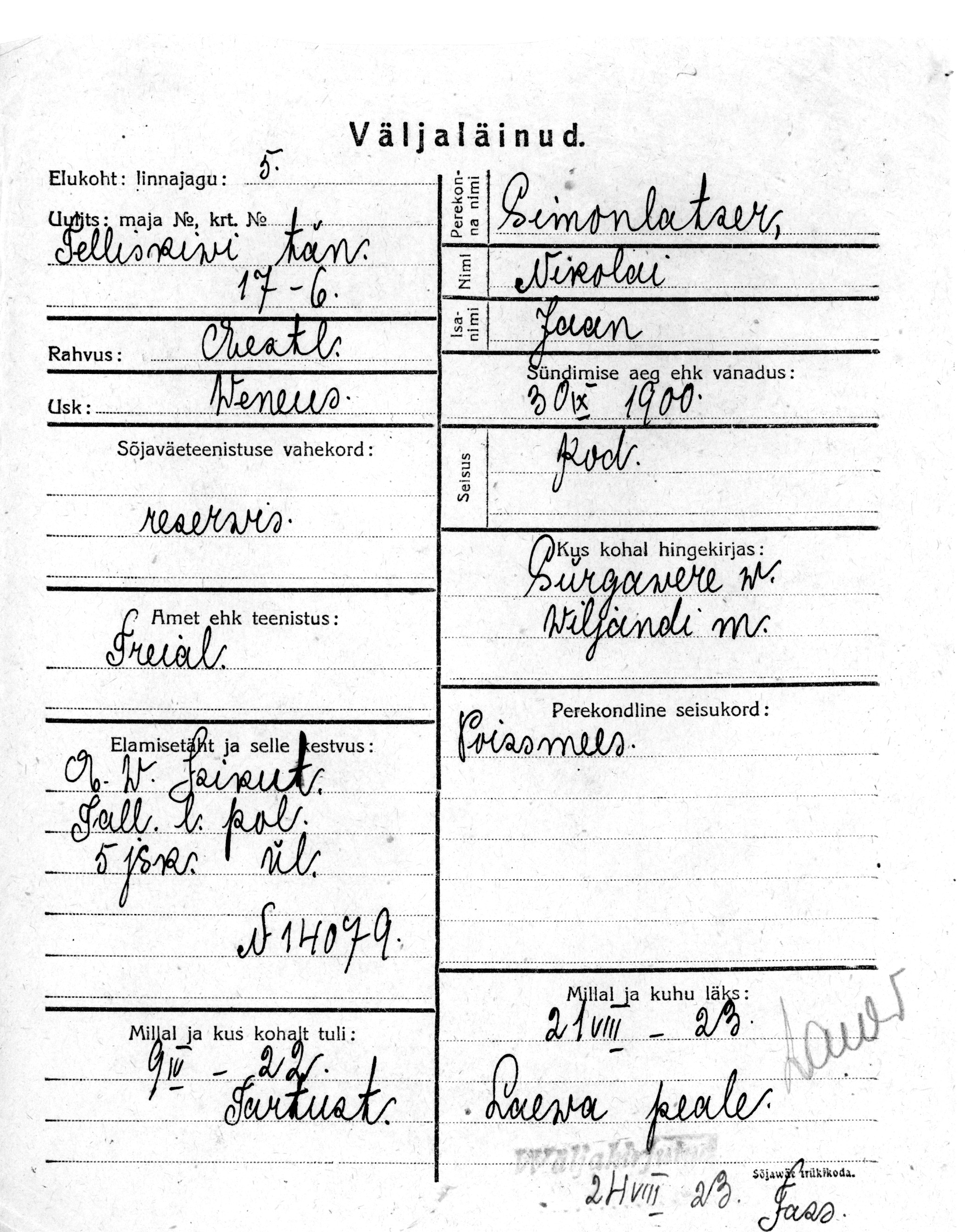 Simonlatser, Nikolai, Jaan