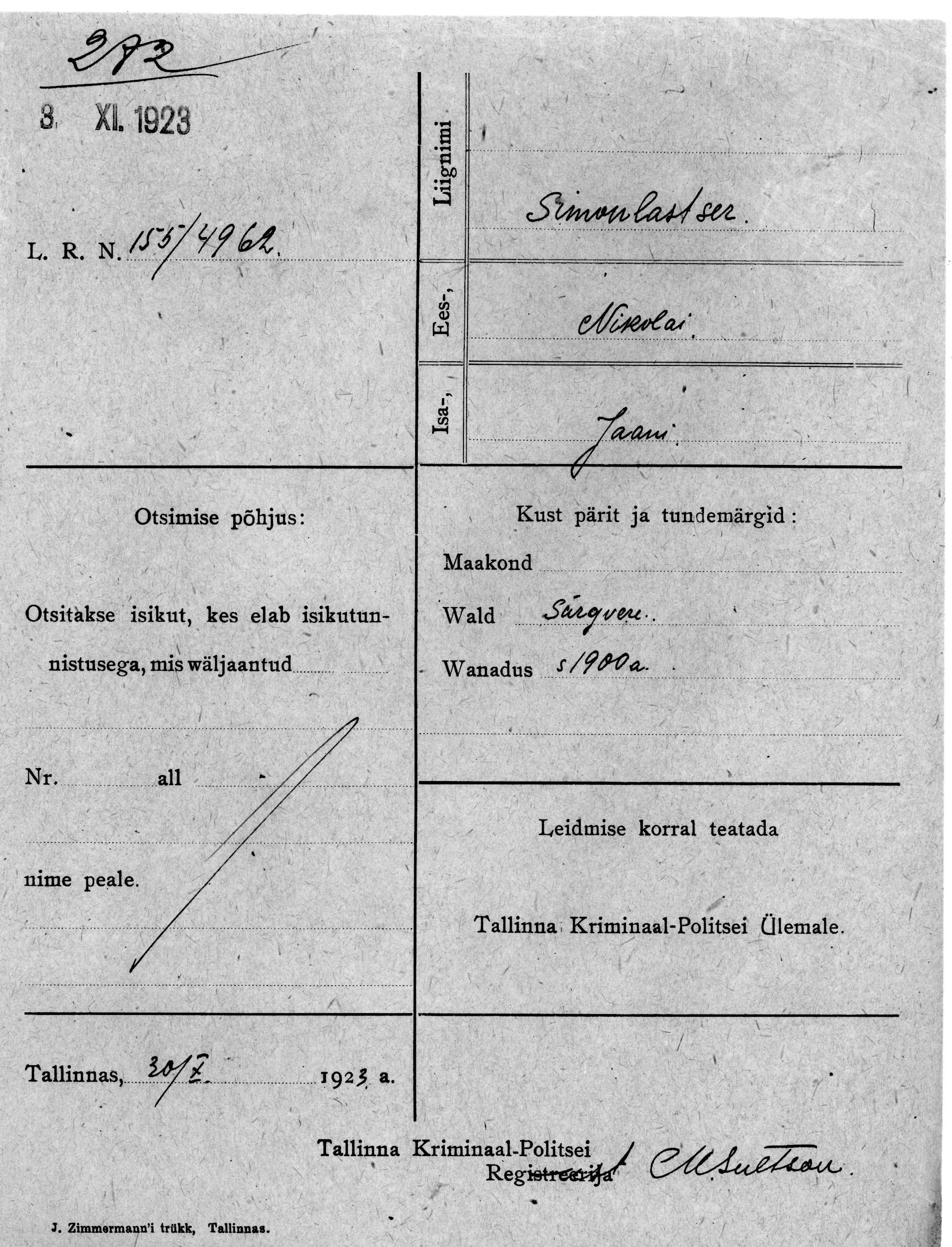 Simonlatser, Nikolai, Jaan