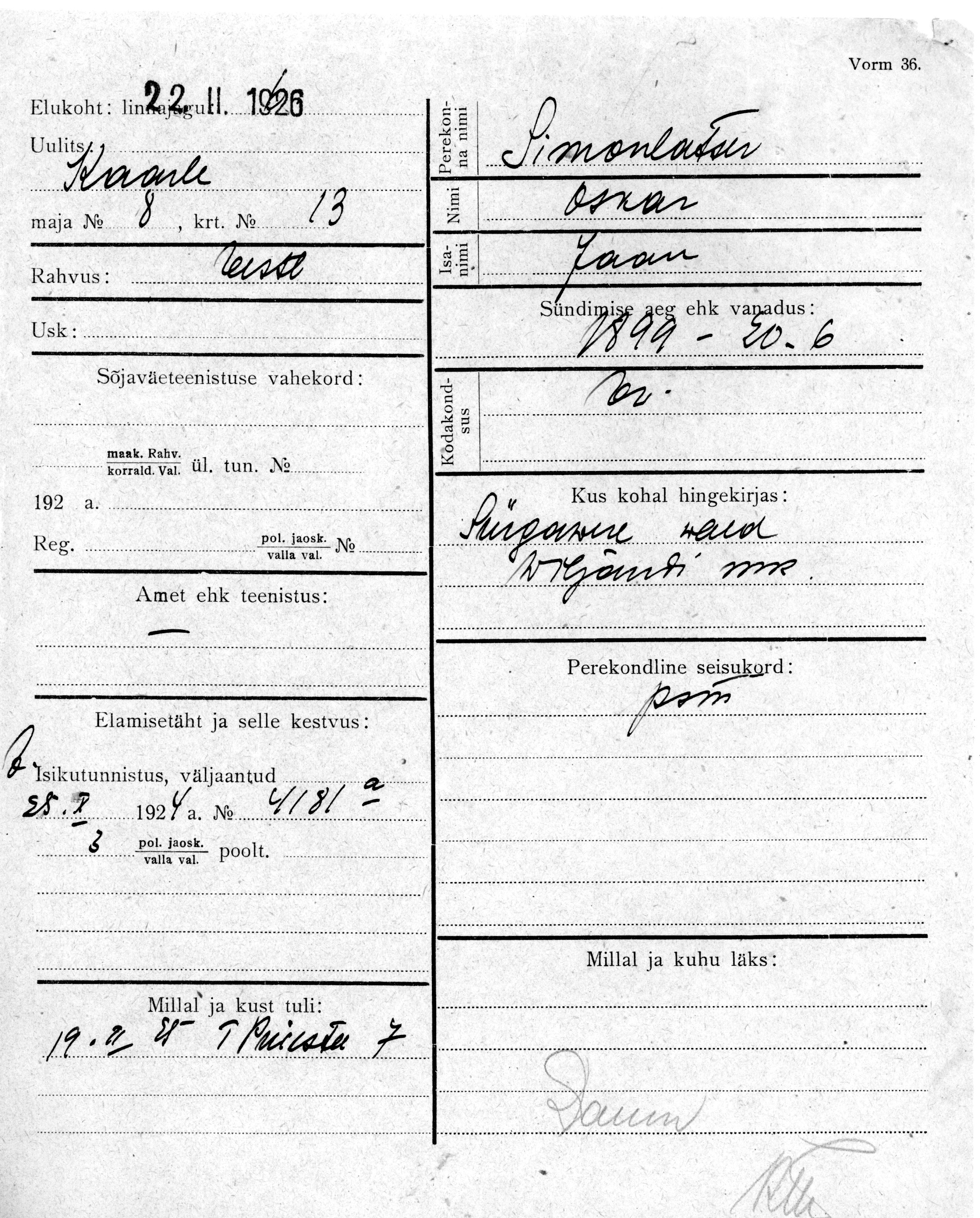 Simonlatser, Oskar, Jaan