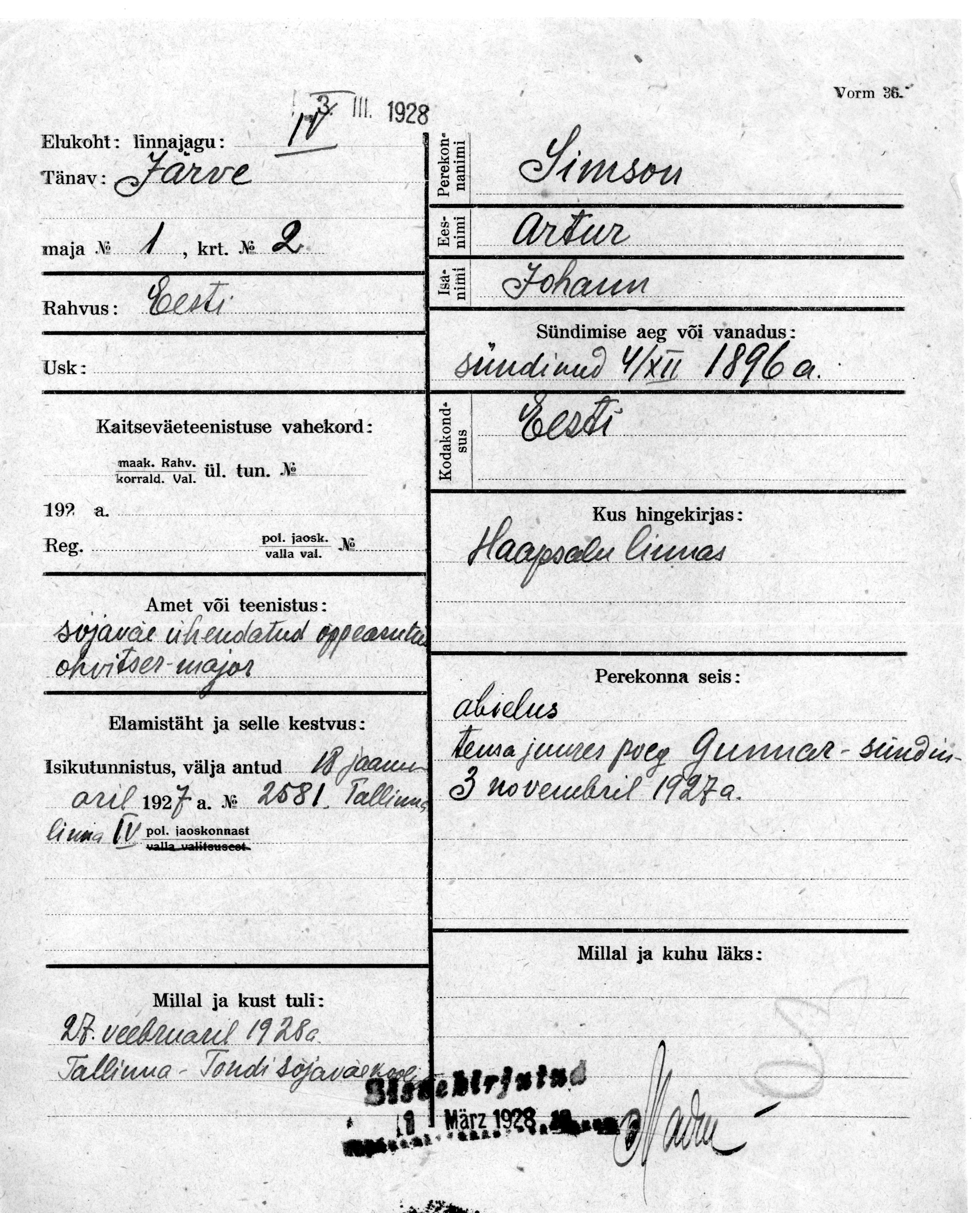 Simson, Artur, Johann