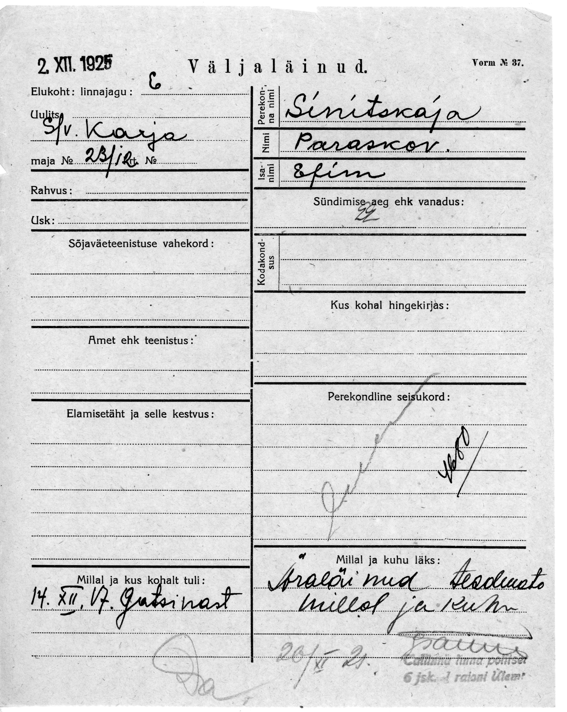 Sinitskaja, Paraskov, Efim