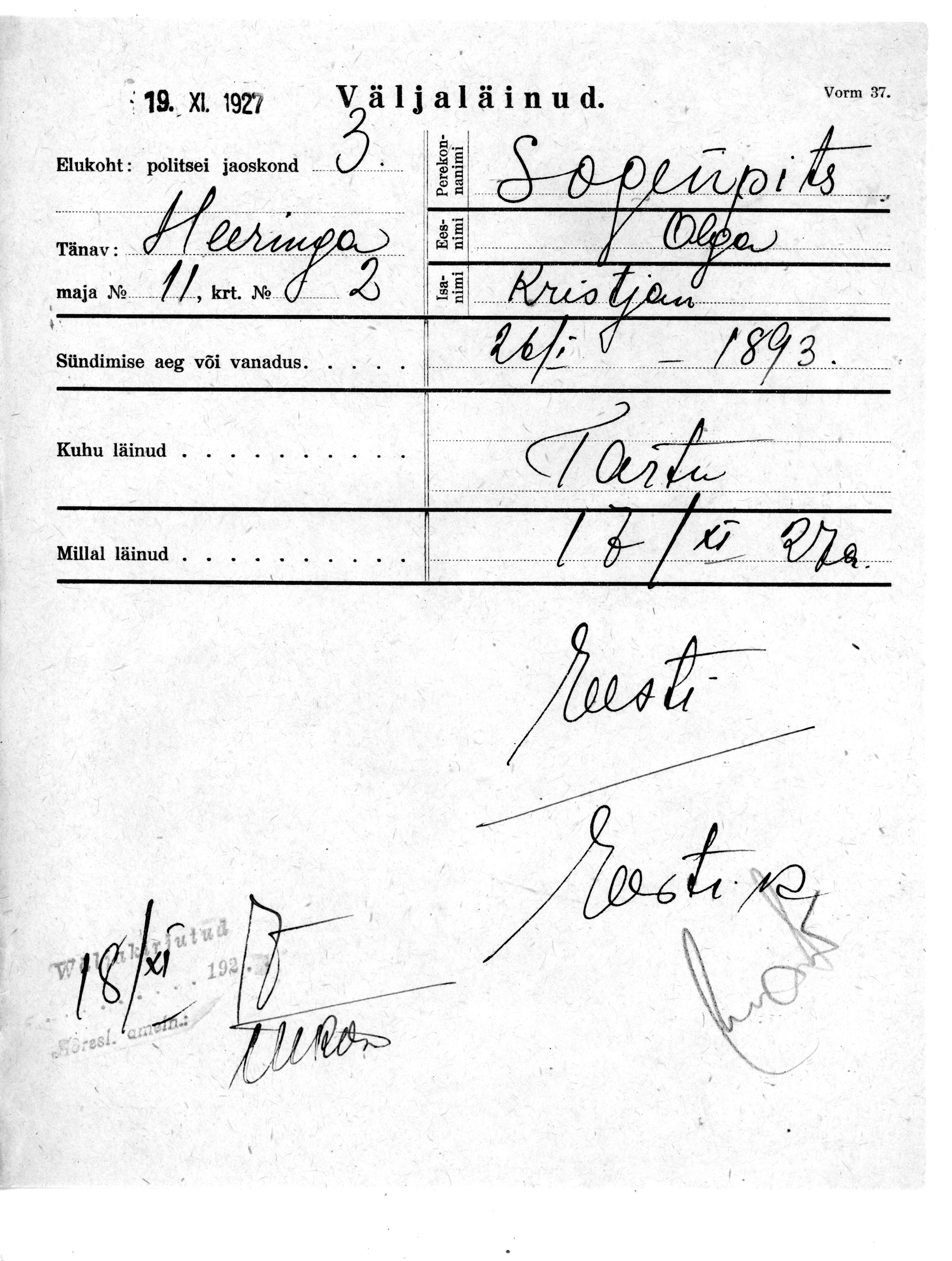 Sogenpits, Olga, Kristjan